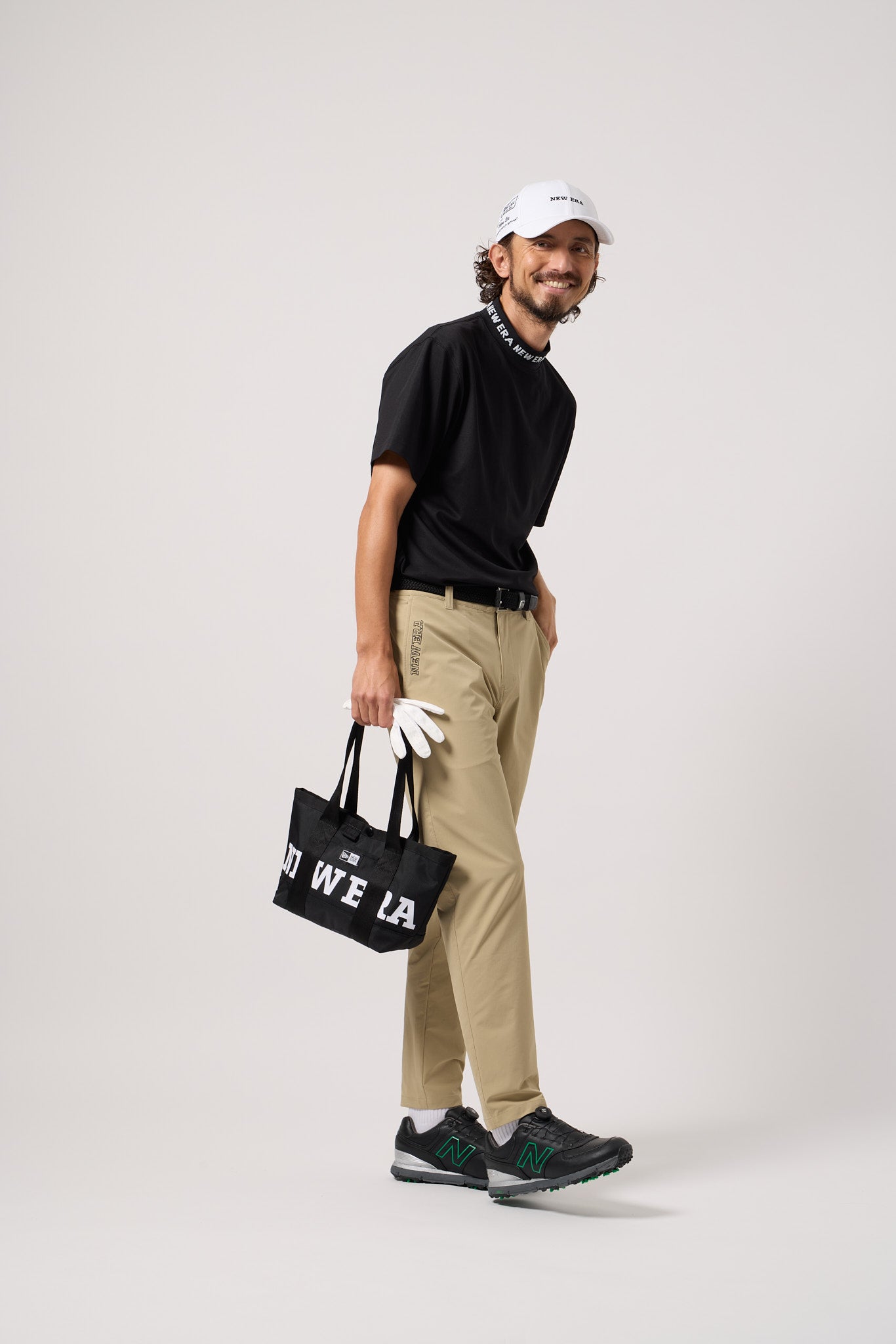 半袖 ミッドネック Tシャツ 鹿の子 ブラック | ゴルフ | ニューエラ