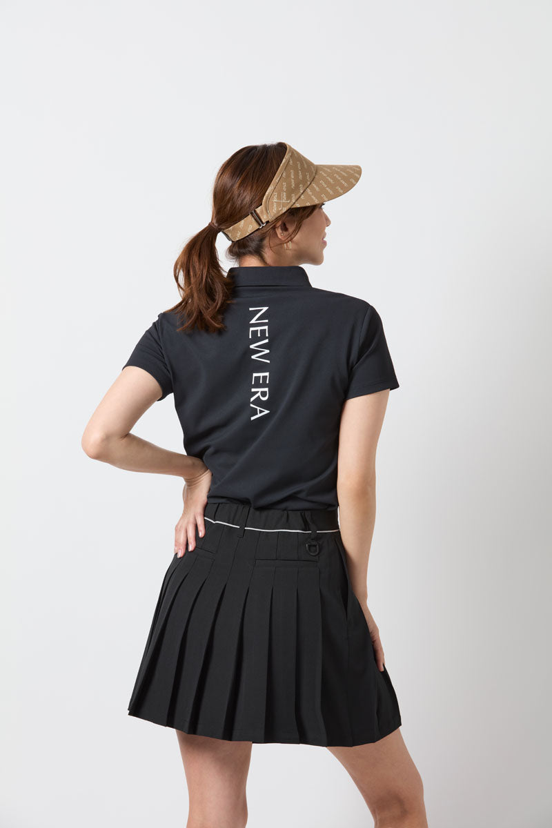 Women's 半袖 鹿の子 ポロシャツ Vertical Logo ブラック | ゴルフ