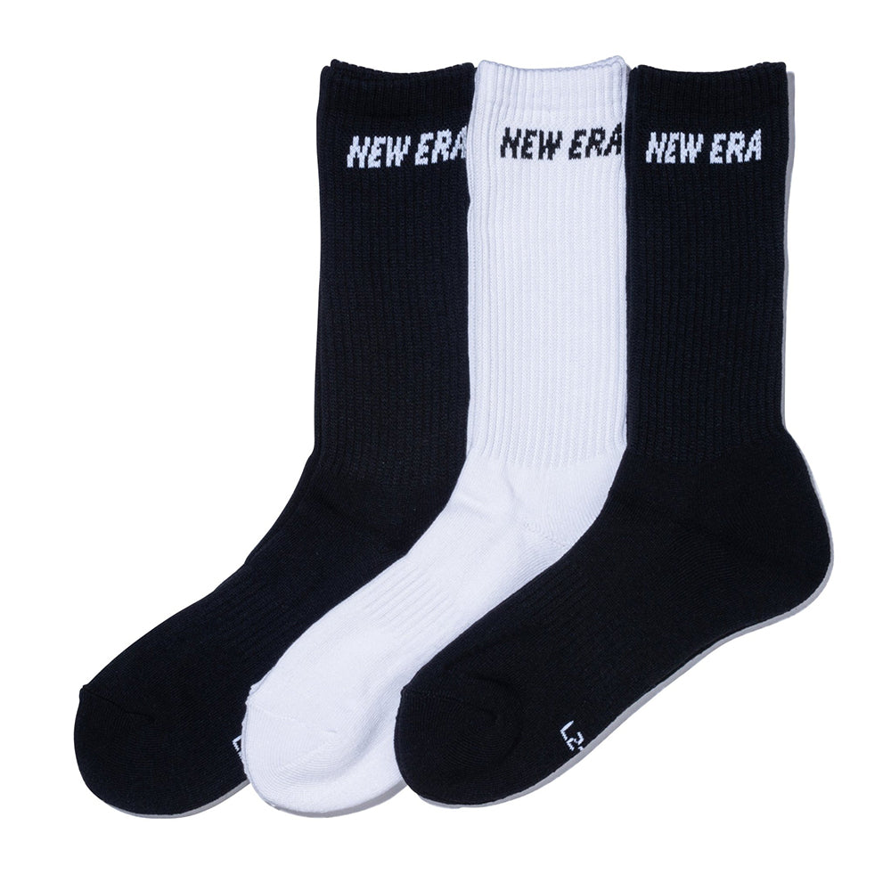 NEW ERA ブラックソックス シロ ソックス クルー 3ペア ブラック/ブラック/ホワイト | ニューエラ