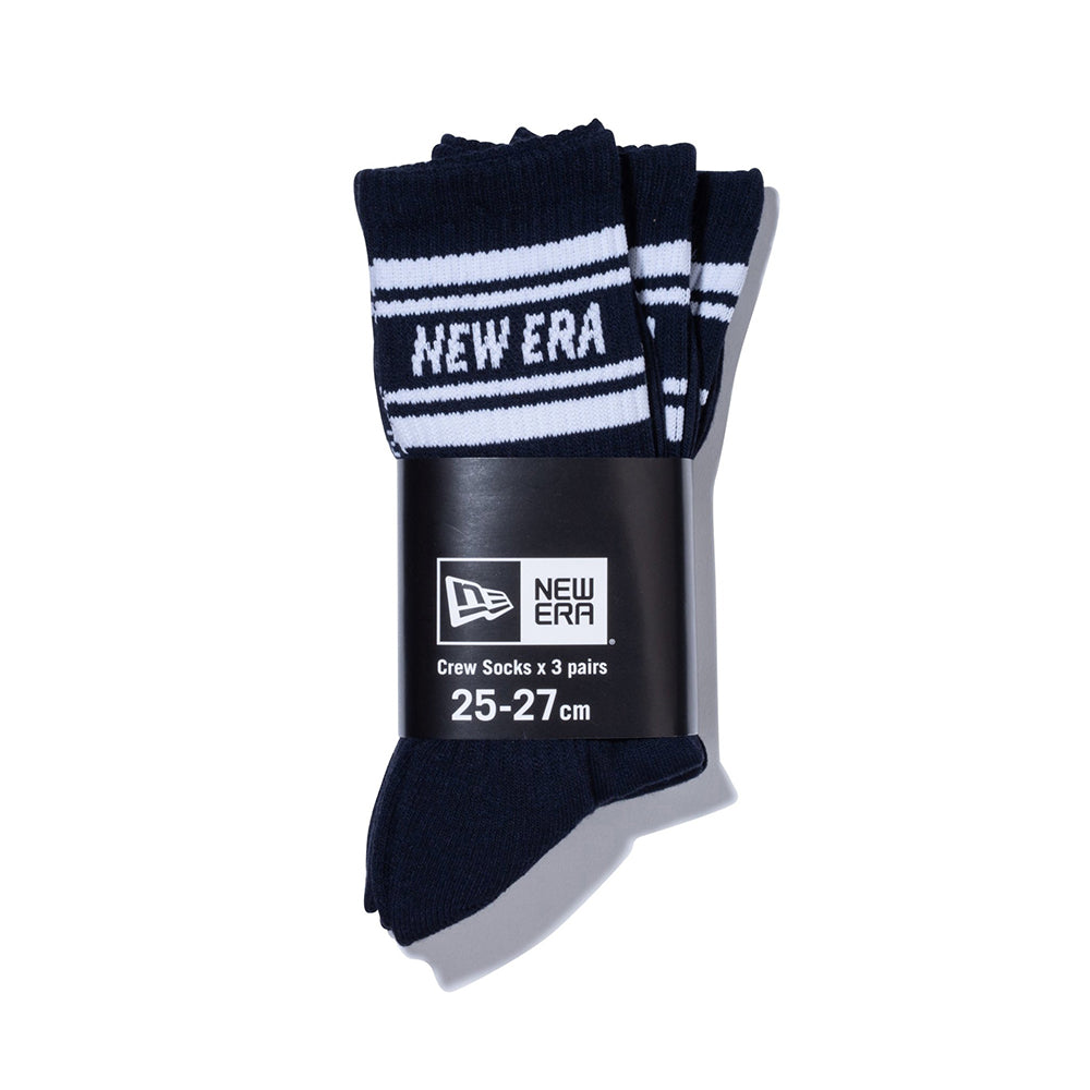 ソックス クルー 3ペア ライン ネイビー | ニューエラオンラインストア