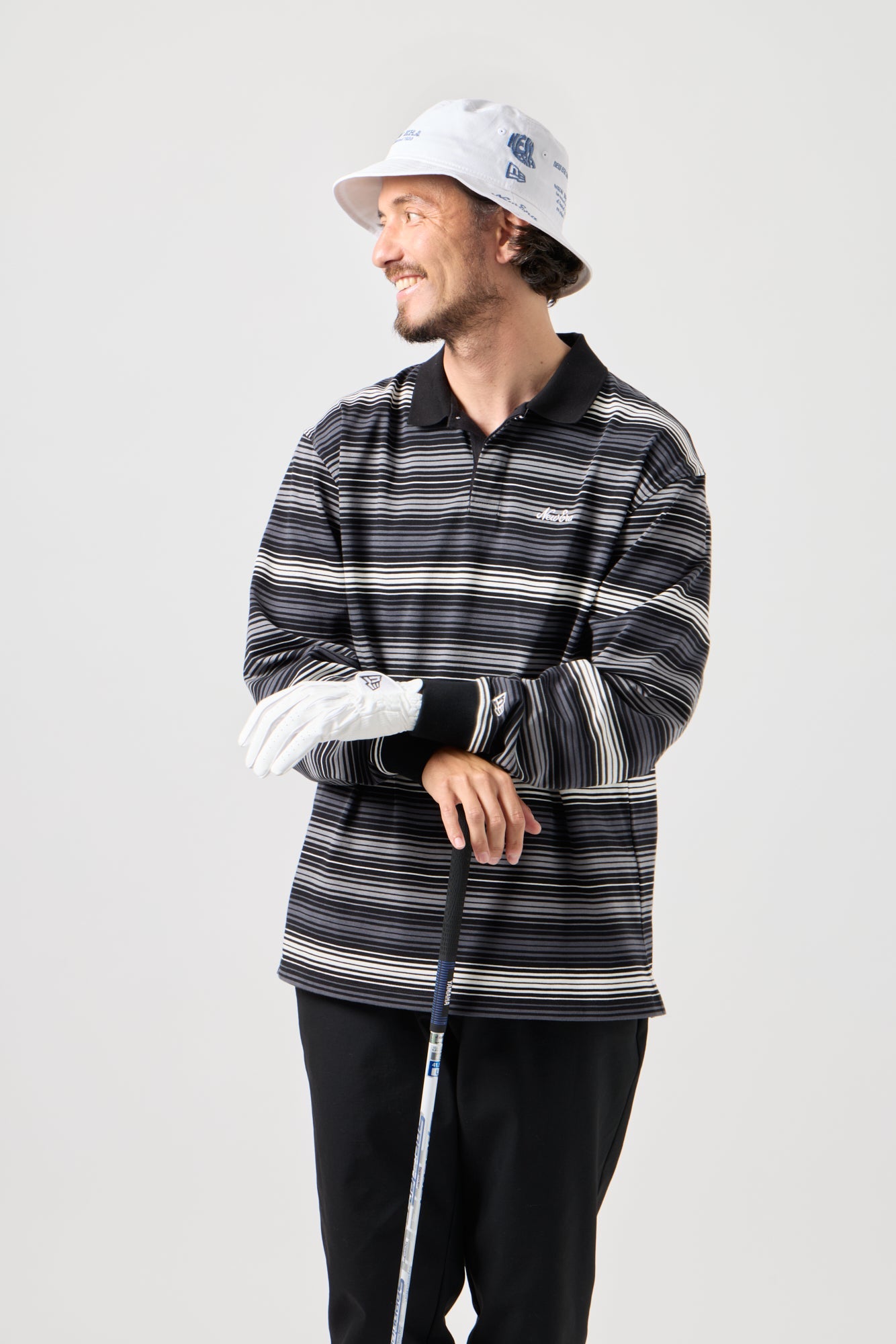 長袖 ラグビーシャツ ボーダー ブラック | ゴルフ | ニューエラ