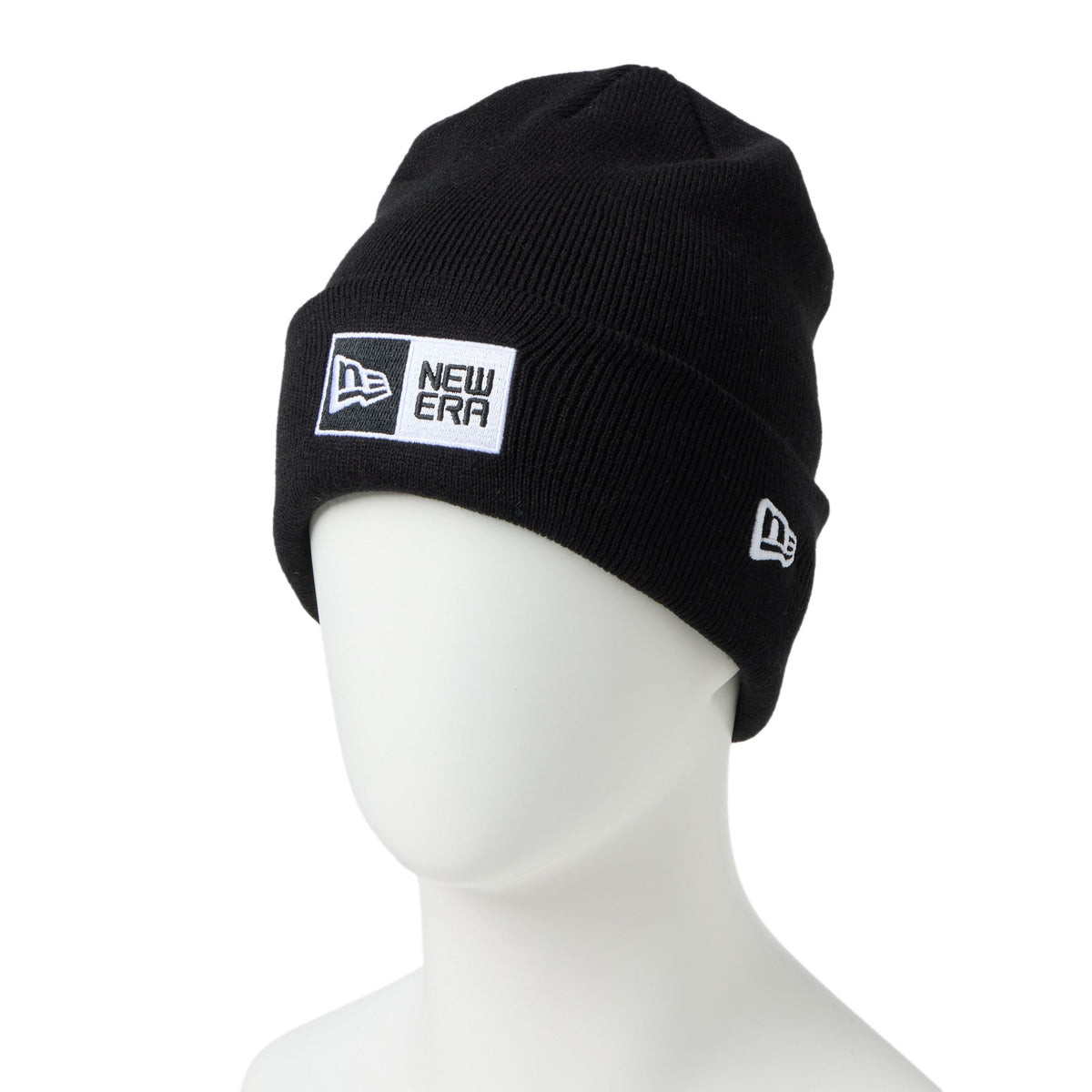 ベーシック カフニット ボックスロゴ エンブロイダリー ブラック