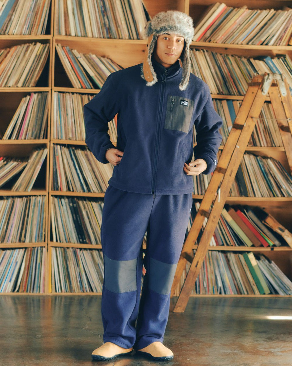 フリースパンツ ボックスロゴ ウーブンパッチ ネイビー | ニューエラ