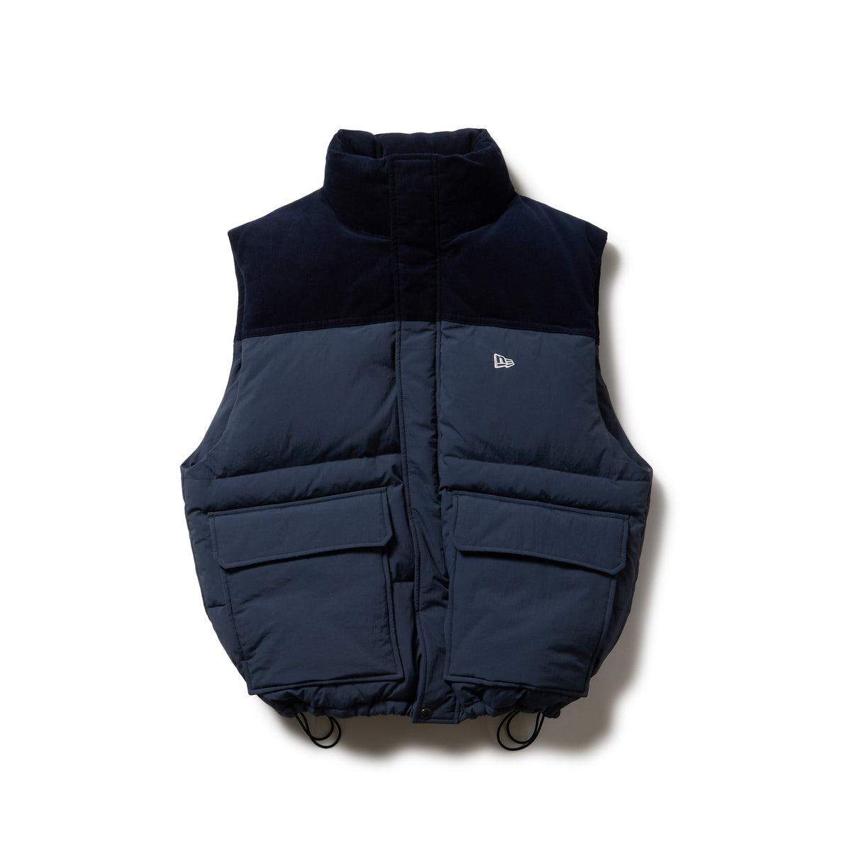  ブラック ダウンベスト S ダウンベスト コーデュロイ ナイロン コンビ ネイビー
