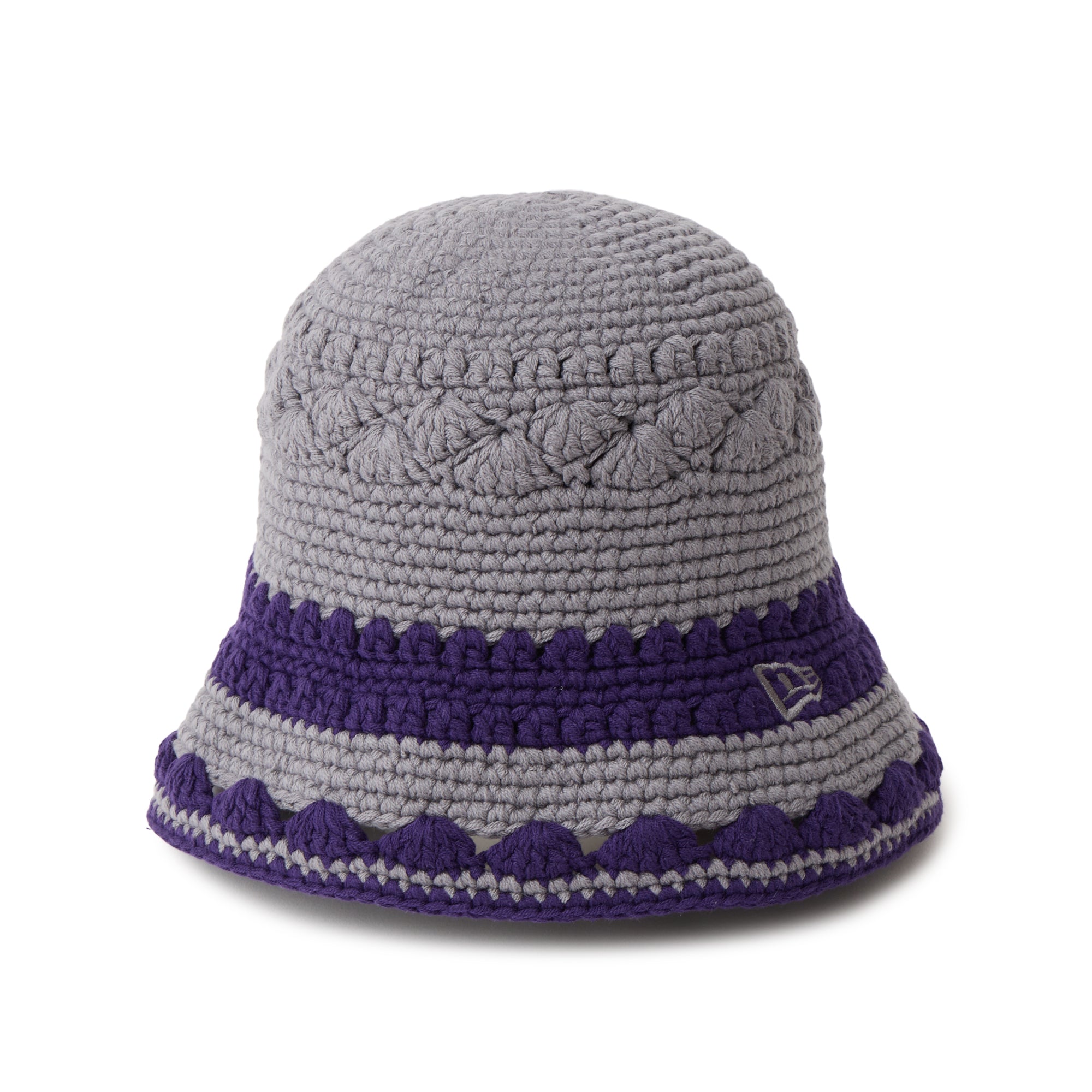 クロシェ ニットバケット ボーダー Crochet Knit Border グラファイト