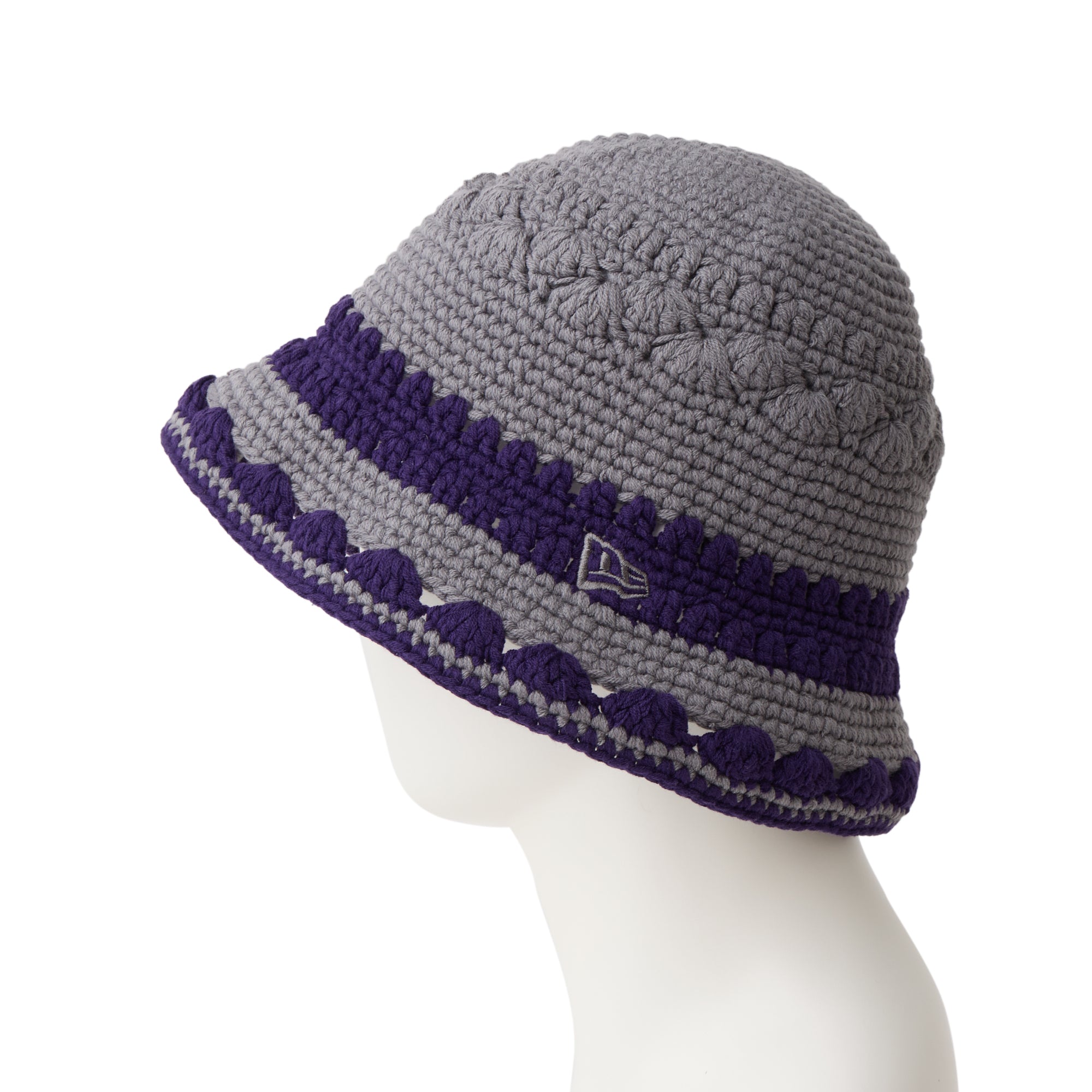 クロシェ ニットバケット ボーダー Crochet Knit Border グラファイト