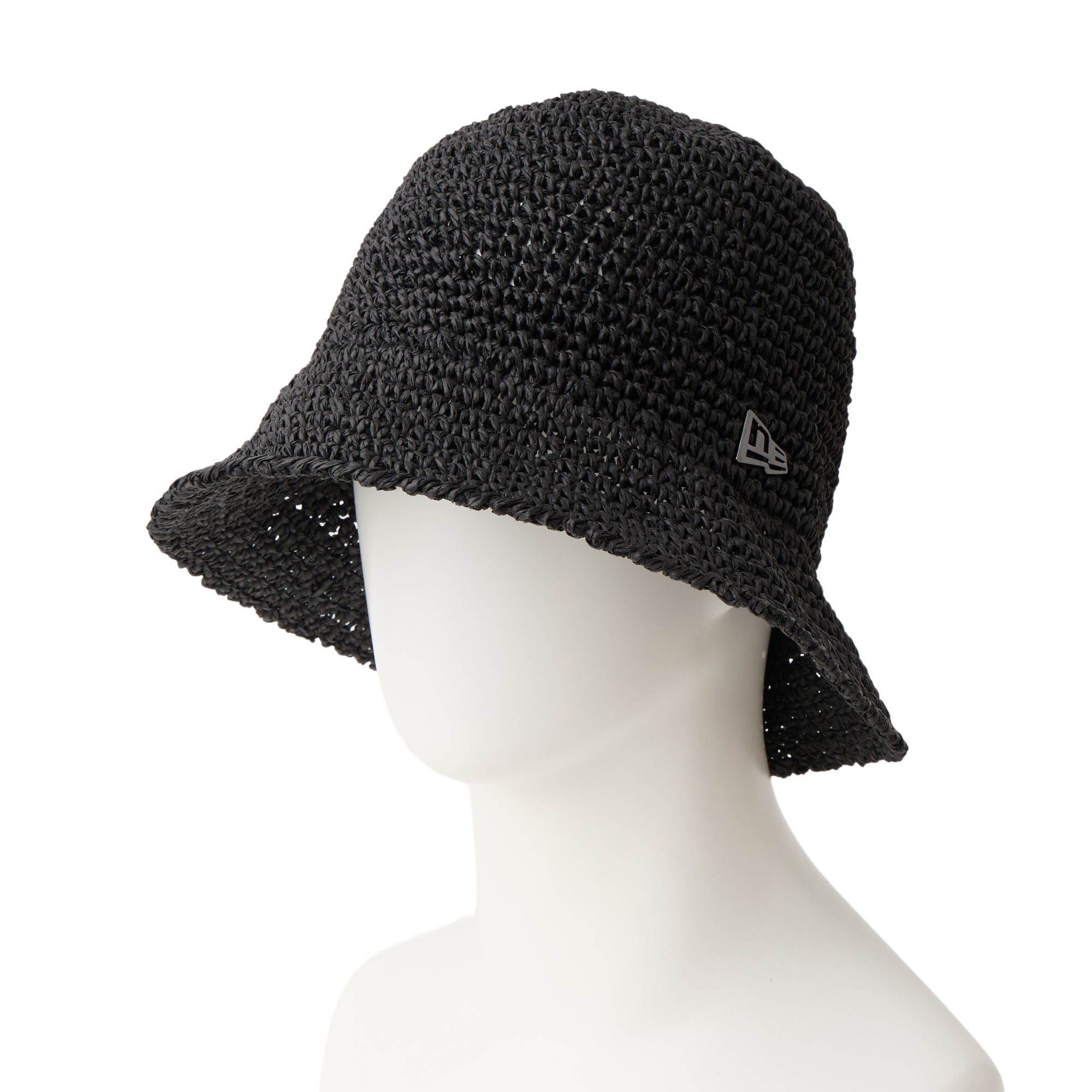 バケット01 セーラーブリム Paper Crochet Hat ベーシック ブラック