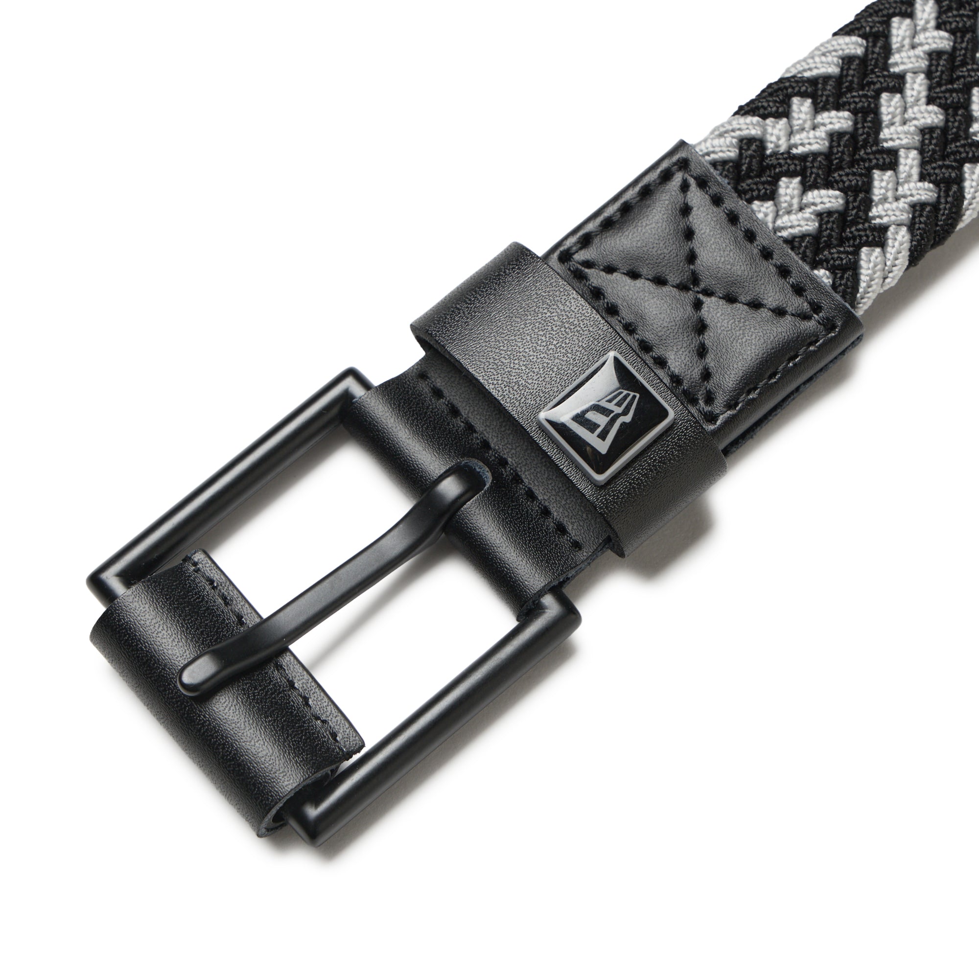 ベルト ストレッチウィーブ シンセティックレザー グレー/ブラック