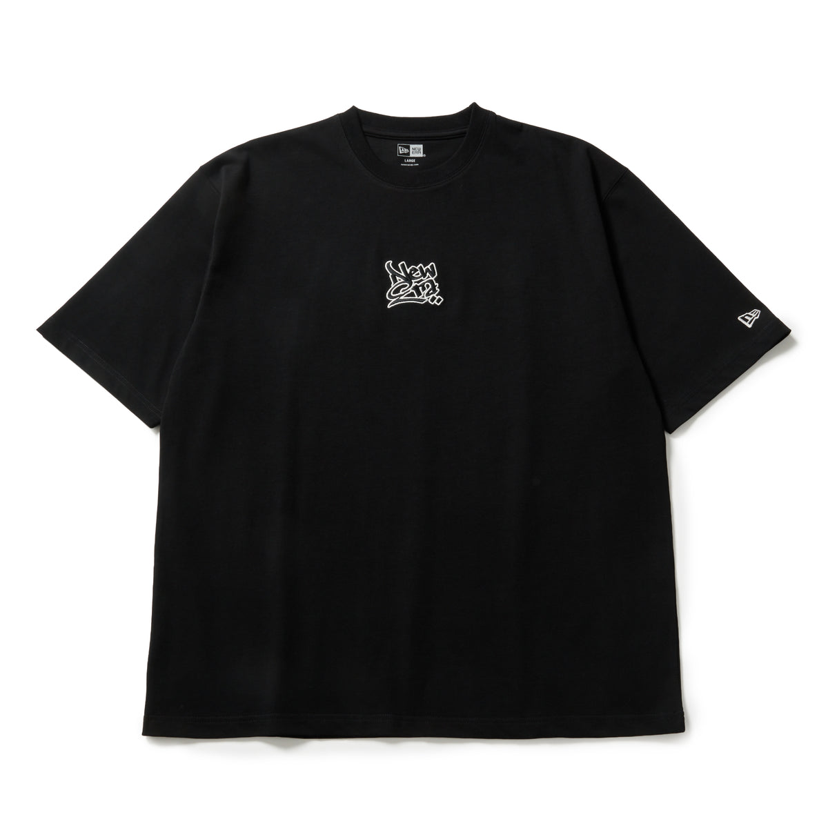 半袖 オーバーサイズド コットン Tシャツ Wall Art ブラック 