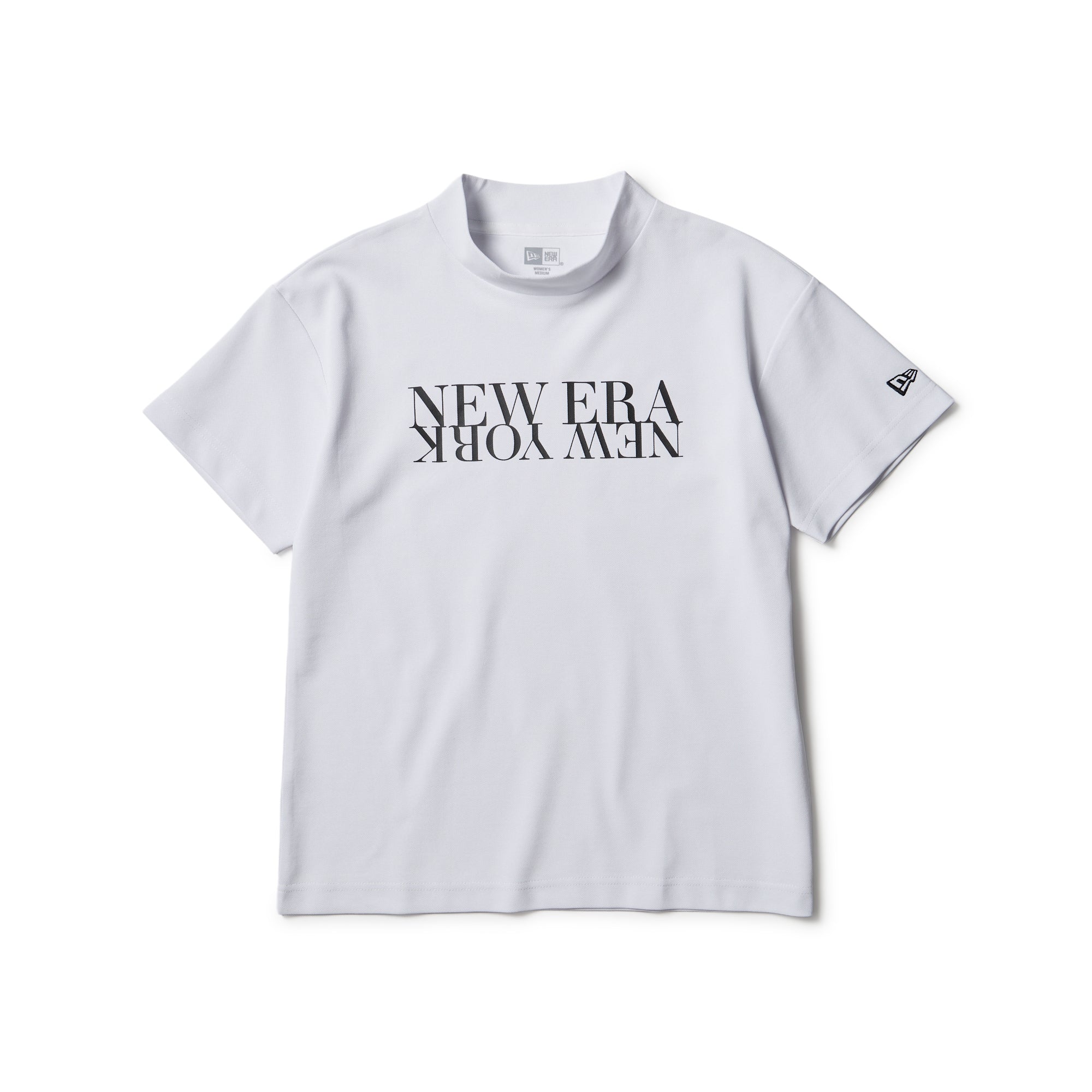 Women's 半袖 ミッドネック Tシャツ 鹿の子 New Era New York ホワイト