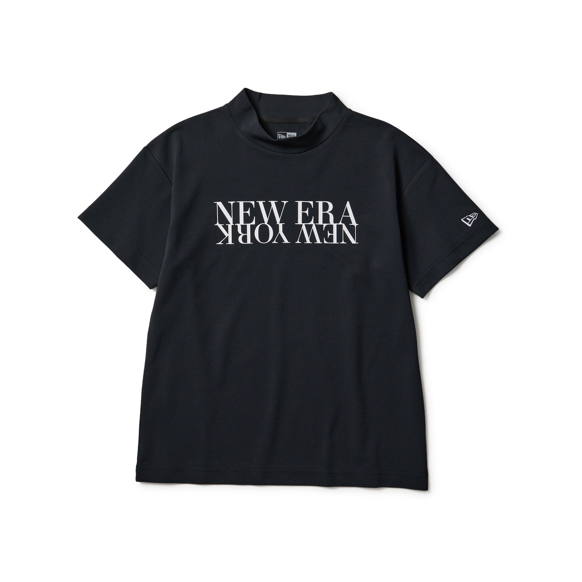 Women's 半袖 ミッドネック Tシャツ 鹿の子 New Era New York ブラック