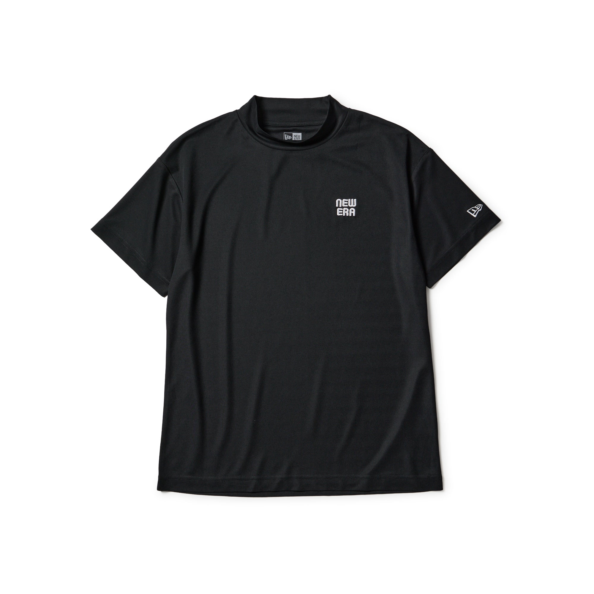 Women's 半袖 ミッドネック Tシャツ Logo Embroidery ブラック