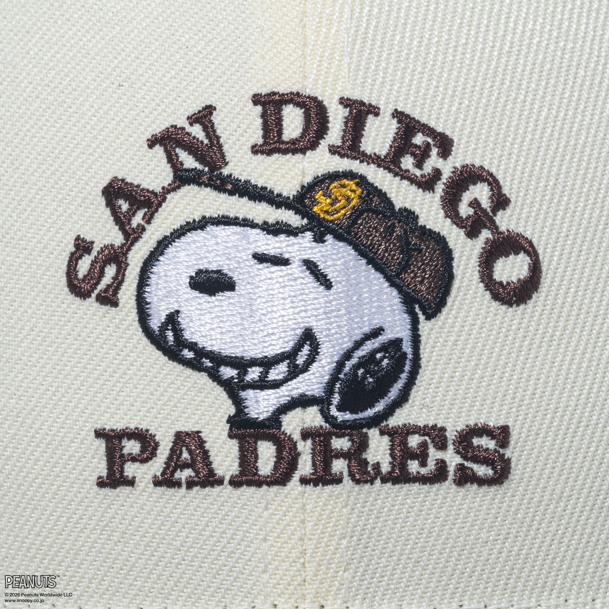 PEANUTS ウッドストック MLB サンディエゴパドレス SNOOPY 9FORTY PEANUTS サンディエゴ・パドレス クロームホワイト カーキ