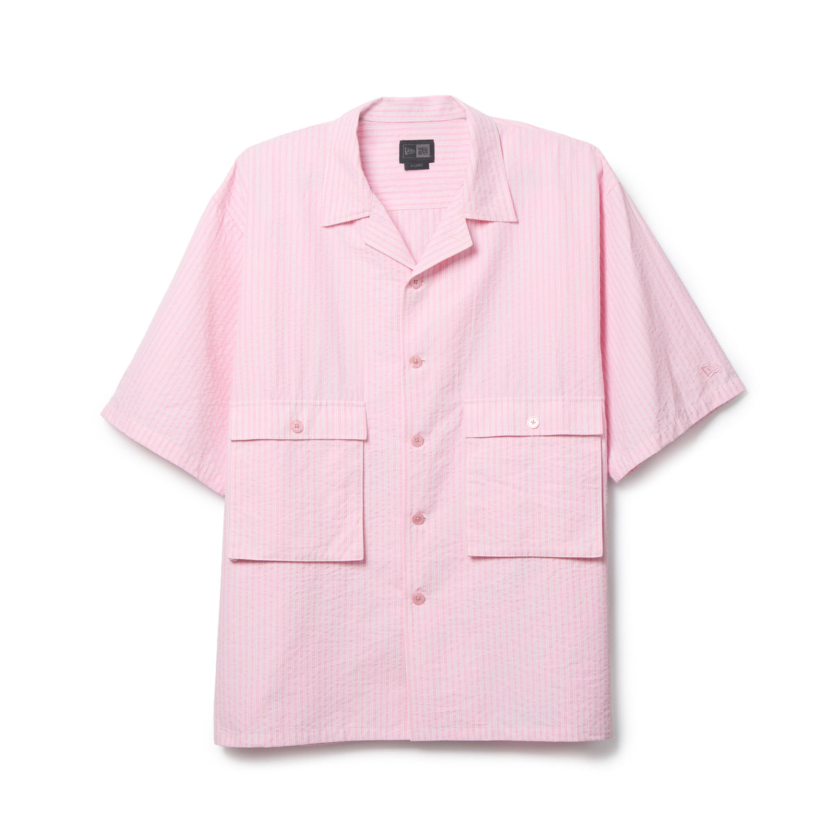 半袖 シアサッカー オープンカラー シャツ BLACK LABEL SS26 ピンク 