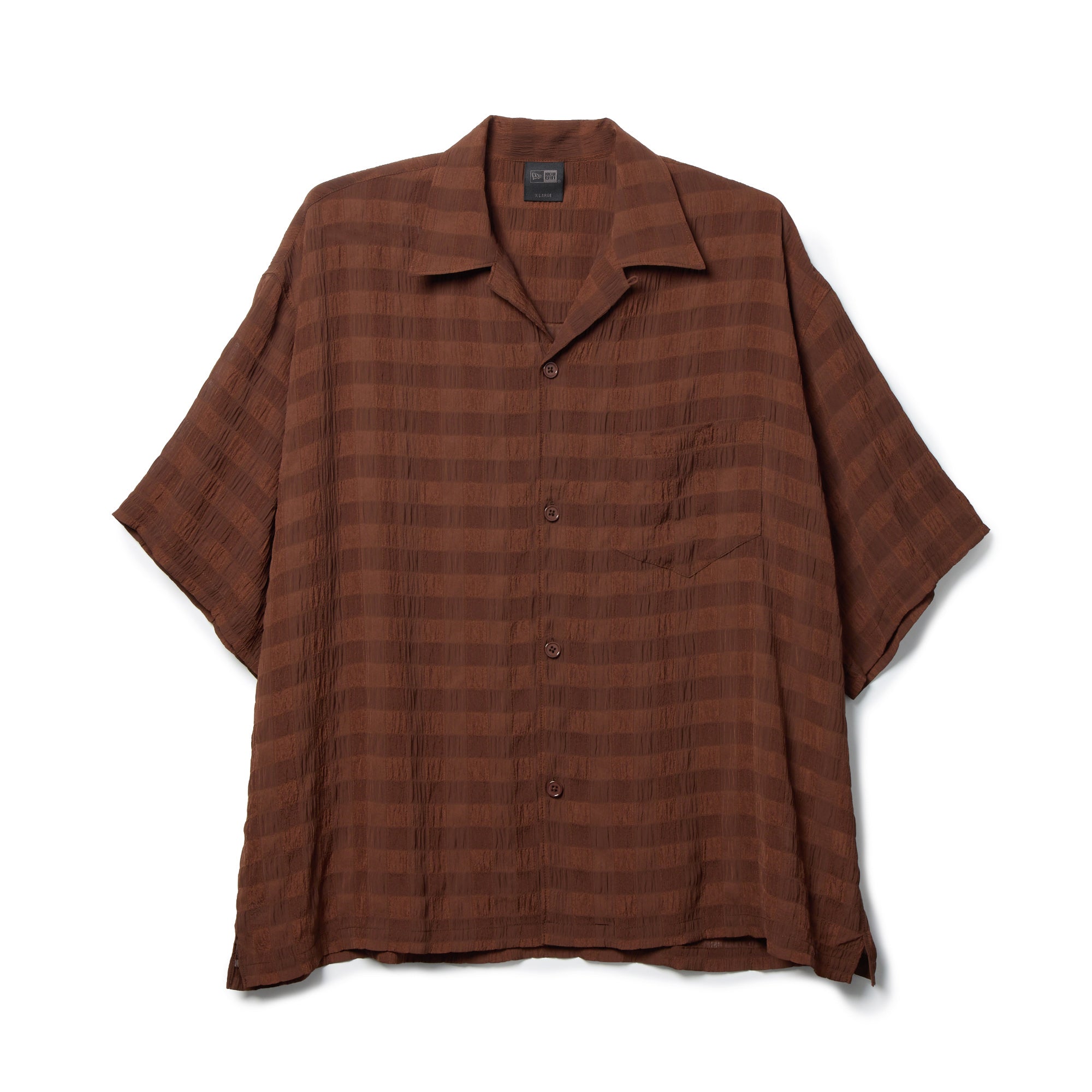 半袖 シースルーチェック シャツ BLACK LABEL SS26 ブラウン