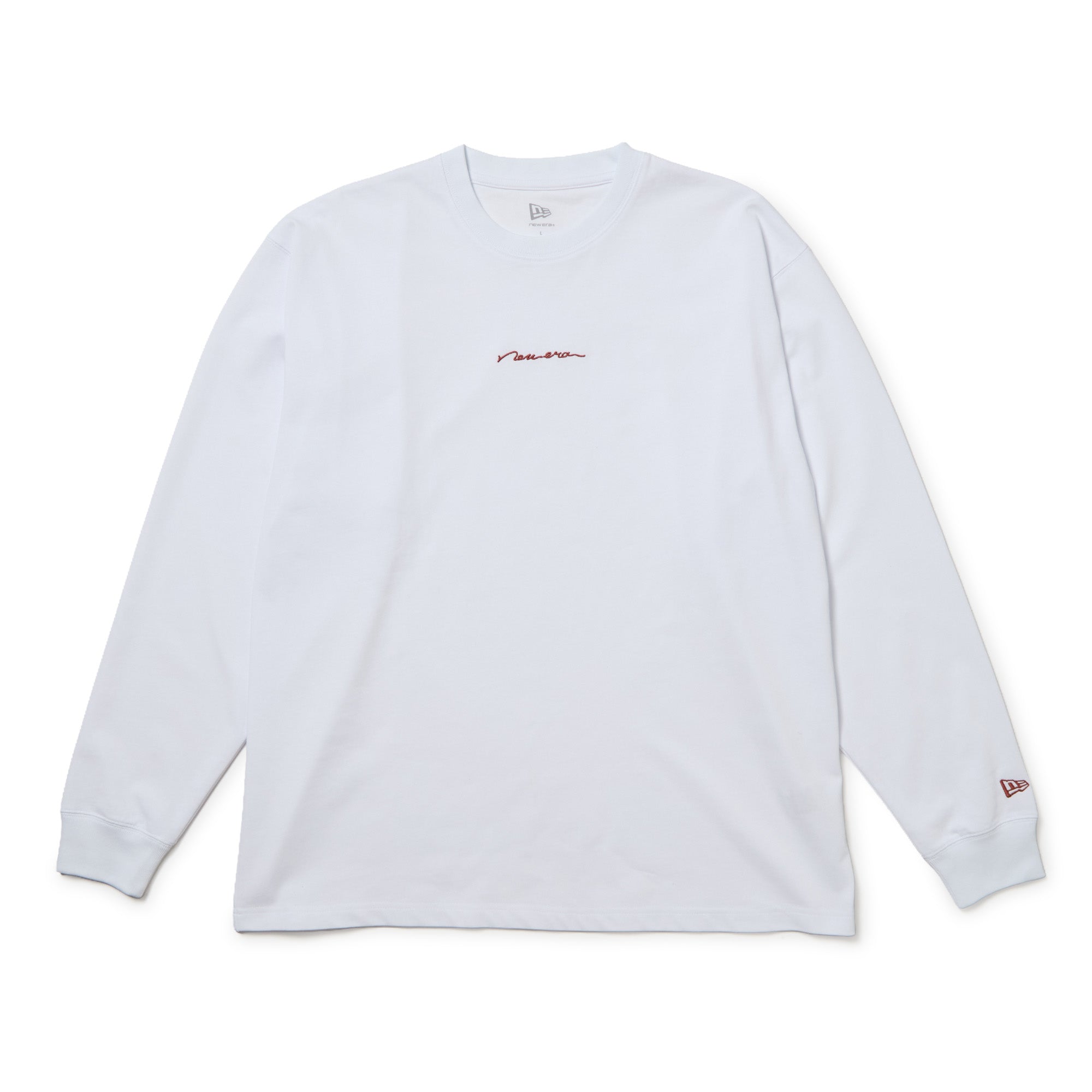 長袖 オーバーサイズド コットン Tシャツ Handwritten Logo ホワイト