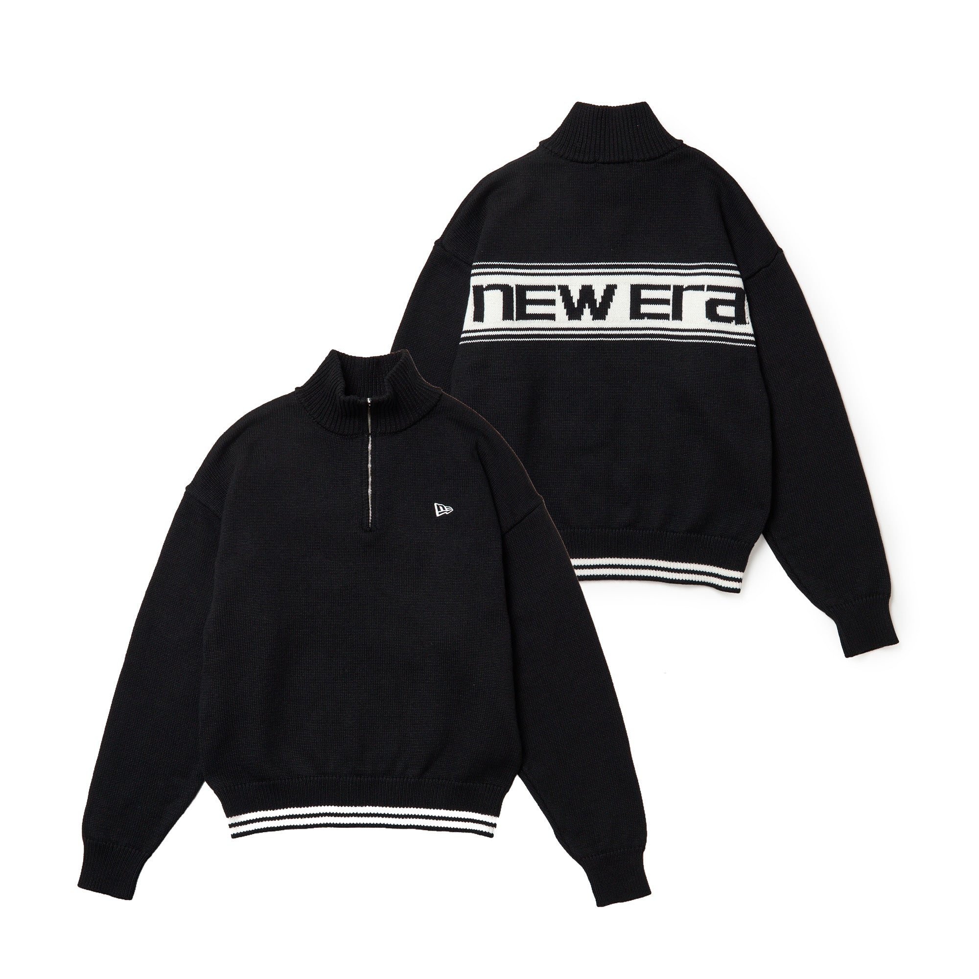 ウィメンズ ニット ハーフジップ プルオーバー Jacquard Logo ブラック