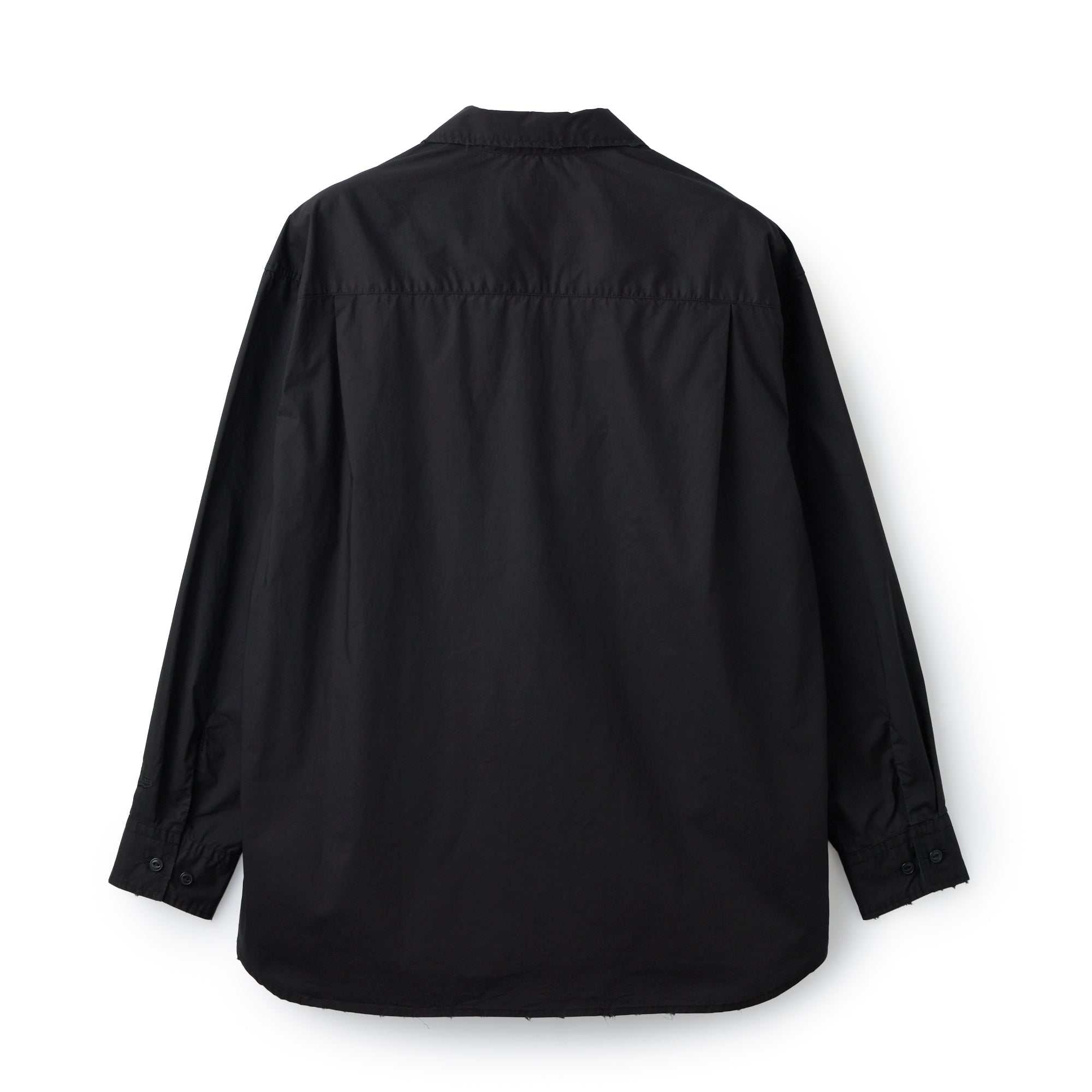 長袖 タイプライター ダメージ オープンカラー シャツ BLACK LABEL