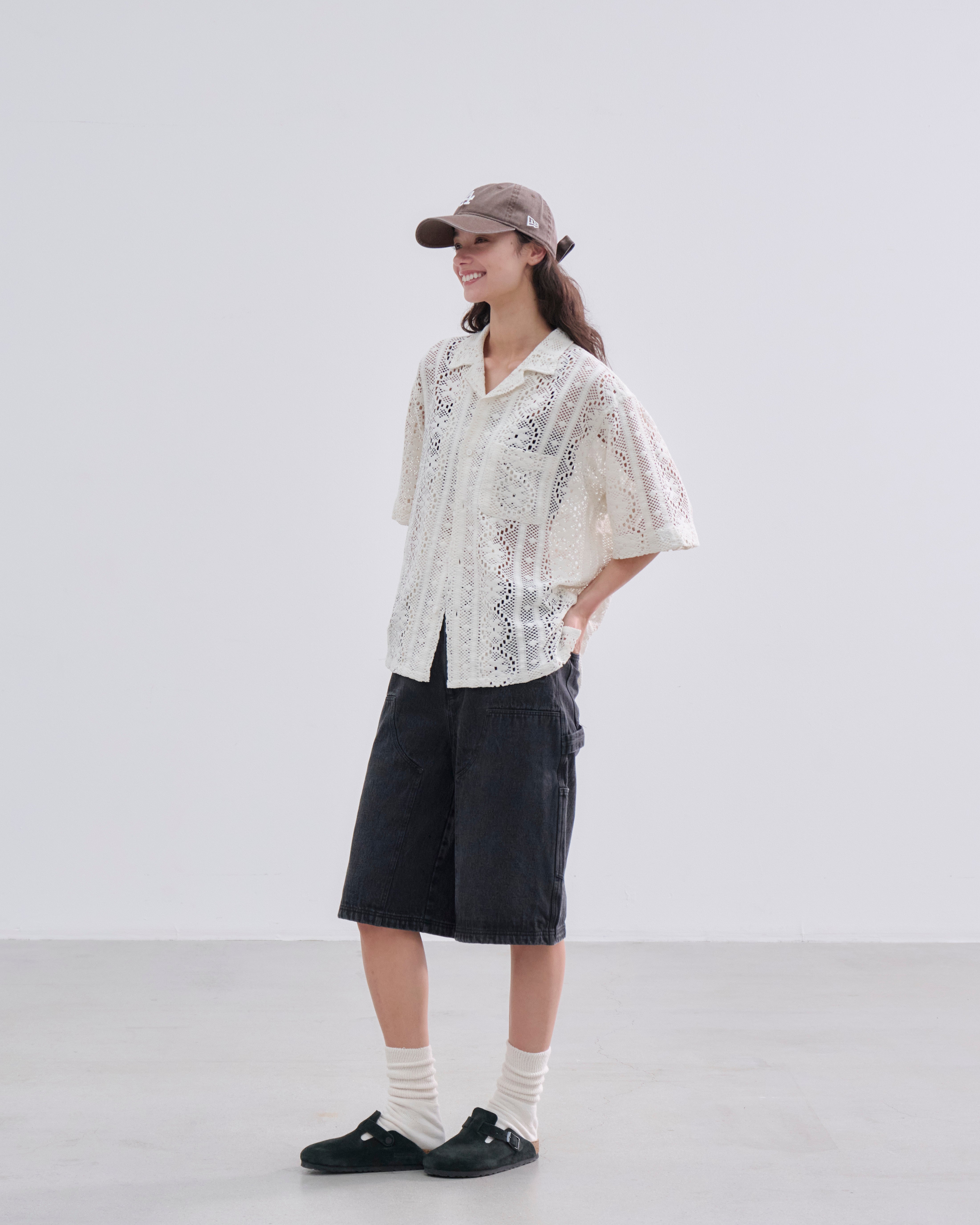Women's 半袖 レース シャツ BLACK LABEL オフホワイト | ニューエラ