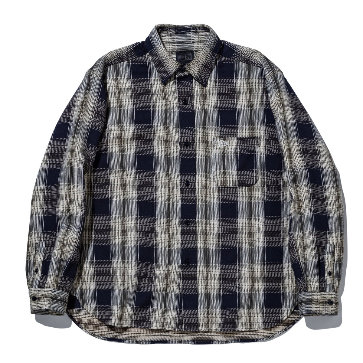 長袖 オンブレ チェックシャツ BLACK LABEL FW24 ネイビー 