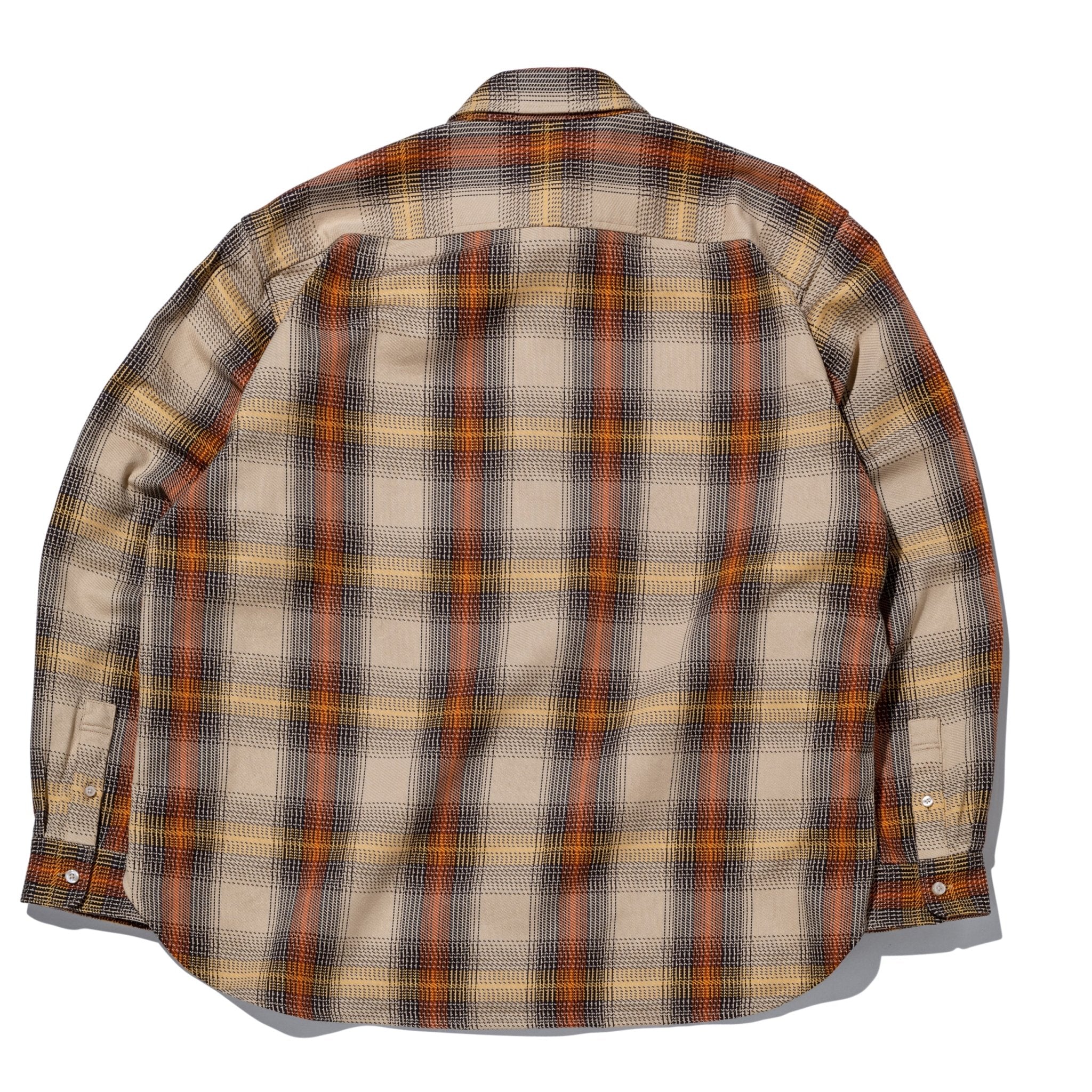 長袖 オンブレ チェックシャツ BLACK LABEL FW24 ベージュ