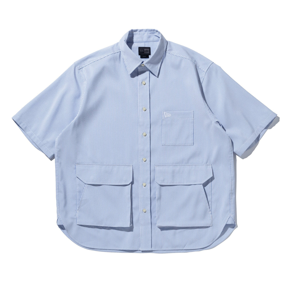 半袖 シアサッカー マルチポケット シャツ BLACK LABEL SS25 サックス 