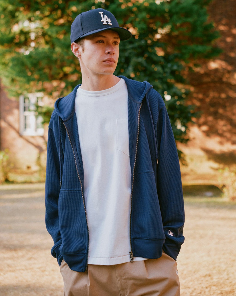 オーバーサイズド ワッフル フルジップフーディー BLACK LABEL SS25