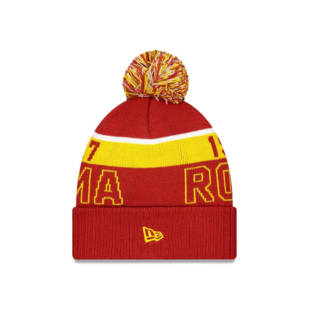 ASローマ公式ショップ　NEW ERAニット帽　現地購入 ポンポンニット Europe Football Team ASローマ レッド/イエロー