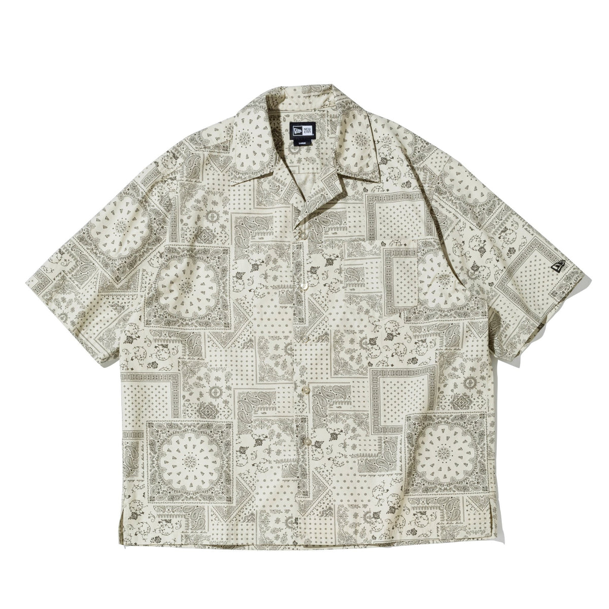 半袖 オープンカラーシャツ Floral Paisley ストーン