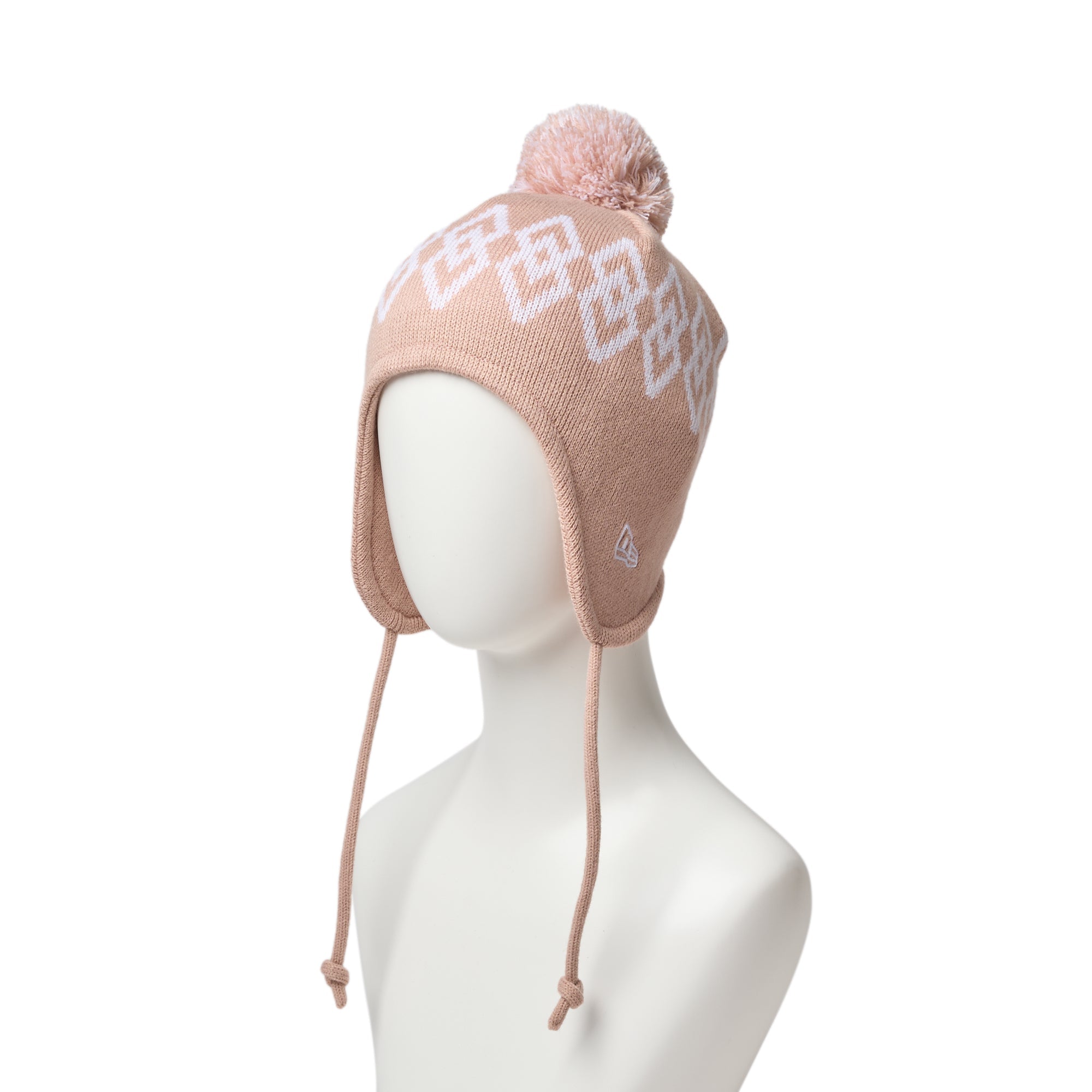 キッズ Kid's ポンポンニット イヤーフラップ ラスティピンク