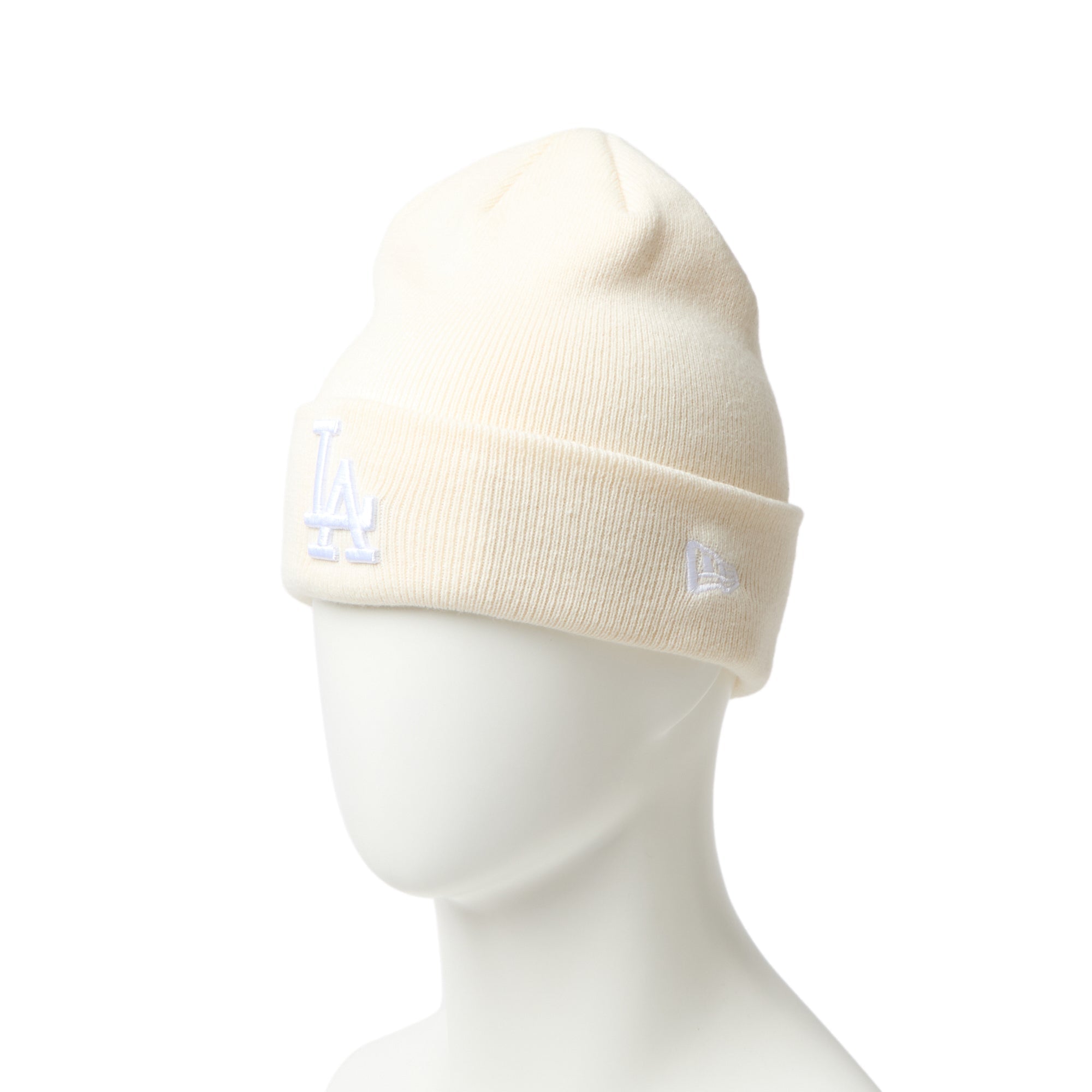 ニューエラ LA ドジャース ニットキャップ ラインストーン オフホワイト ベーシック カフニット MLB Tonal Logo ロサンゼルス・ドジャース オフ
