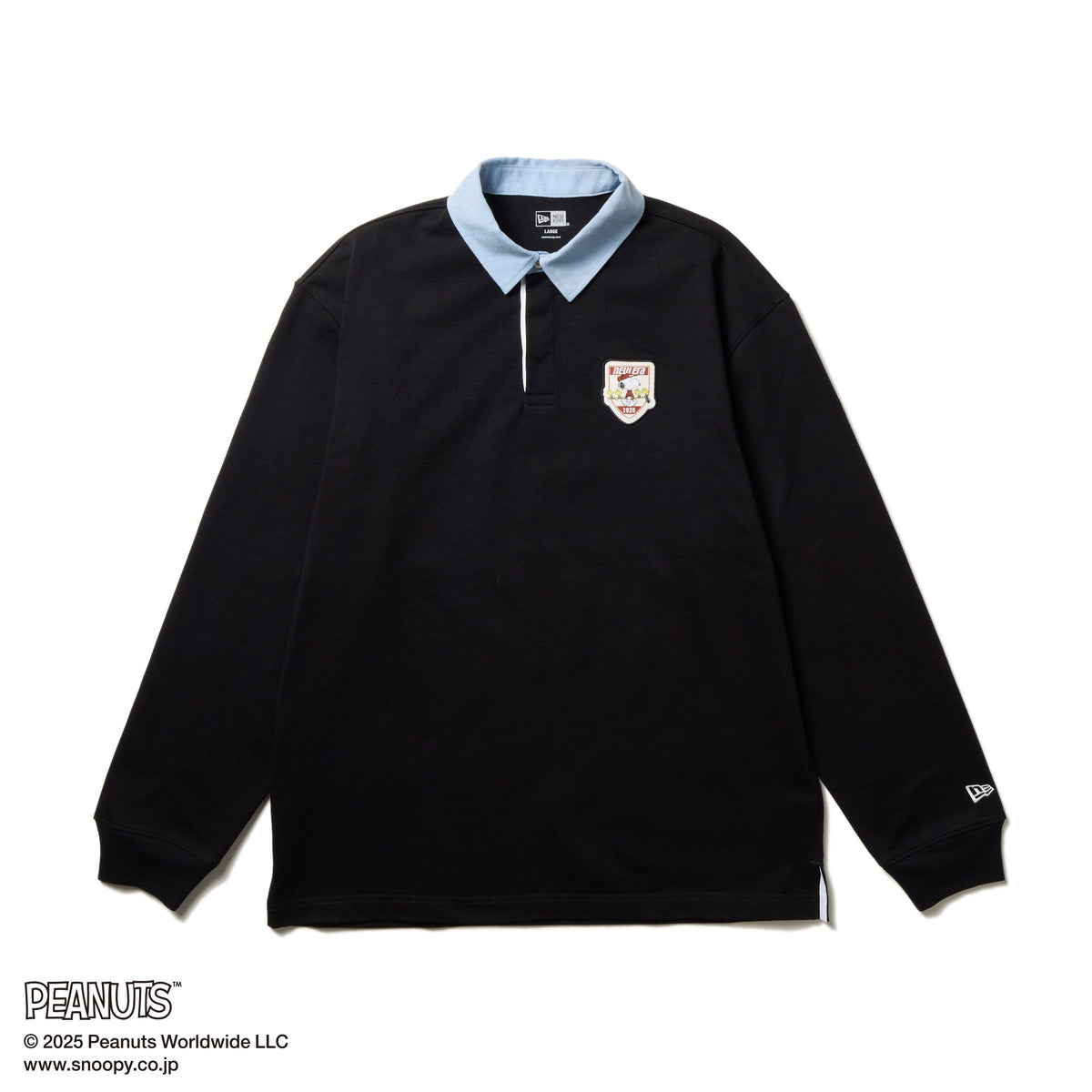 ニューエラ(NEW ERA)ゴルフウェア ラグビーシャツ PEANUTS ピーナッツ ワッペン ブラック 14344458(M… ラグビーシャツ PEANUTS ピーナッツ ワッペン ブラック | ゴルフ