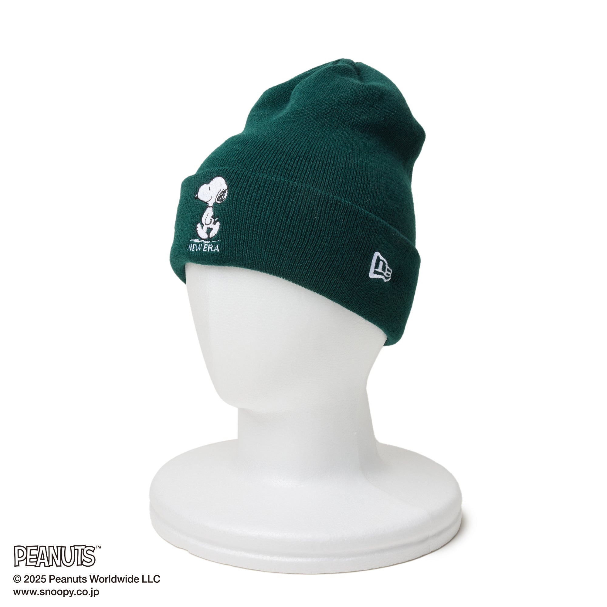 ベーシック カフニット PEANUTS ピーナッツ スヌーピー ダークグリーン