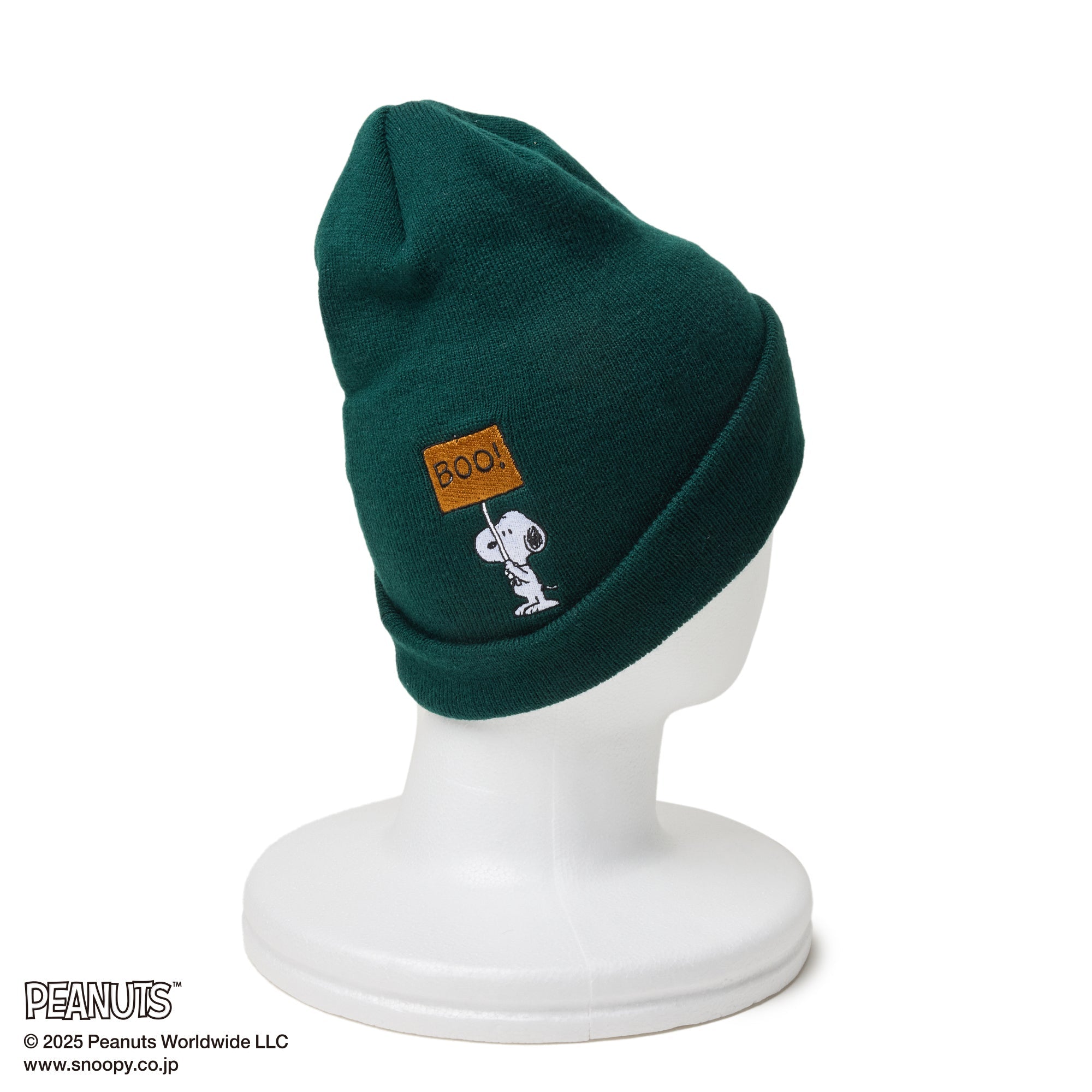 ベーシック カフニット PEANUTS ピーナッツ スヌーピー ダークグリーン