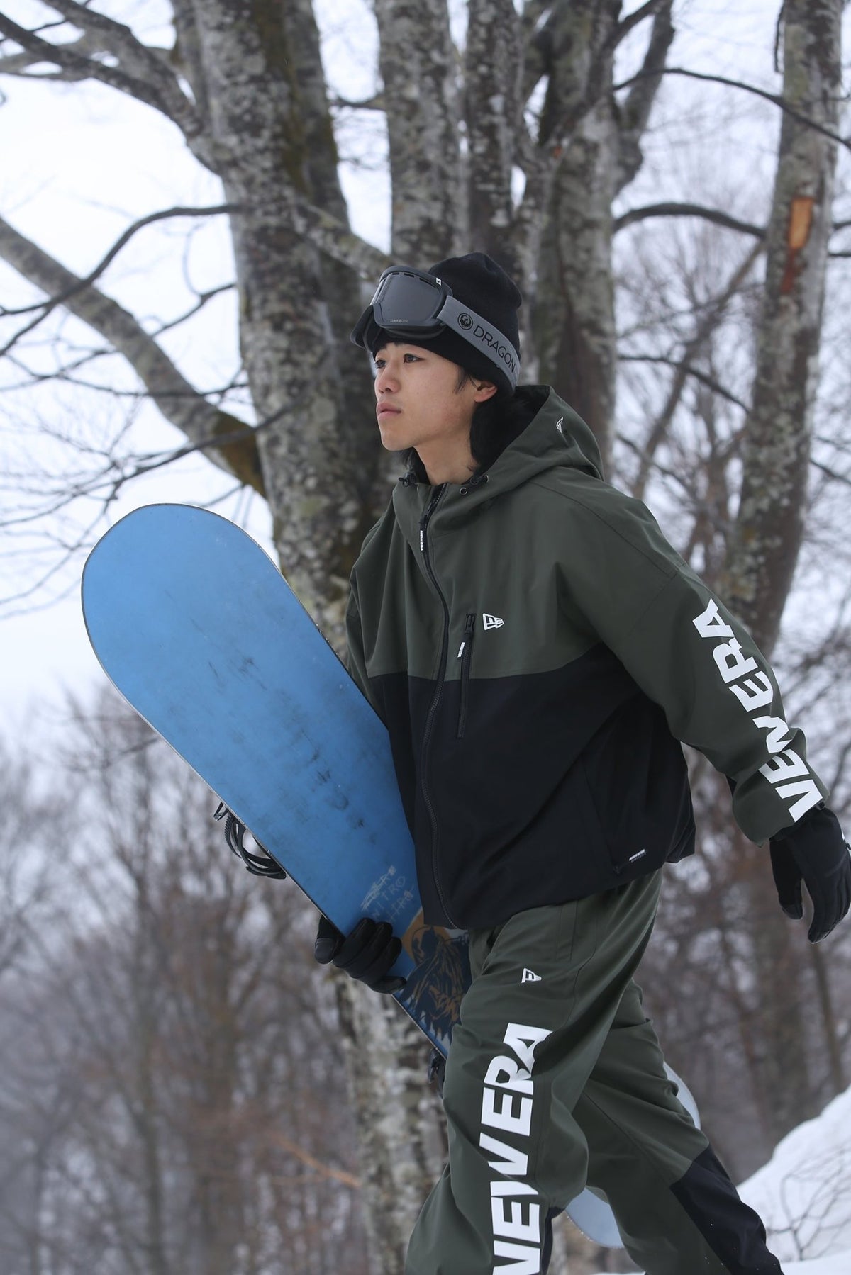スノーパンツ Snowboarding ワードマークロゴ オリーブ/ブラック 