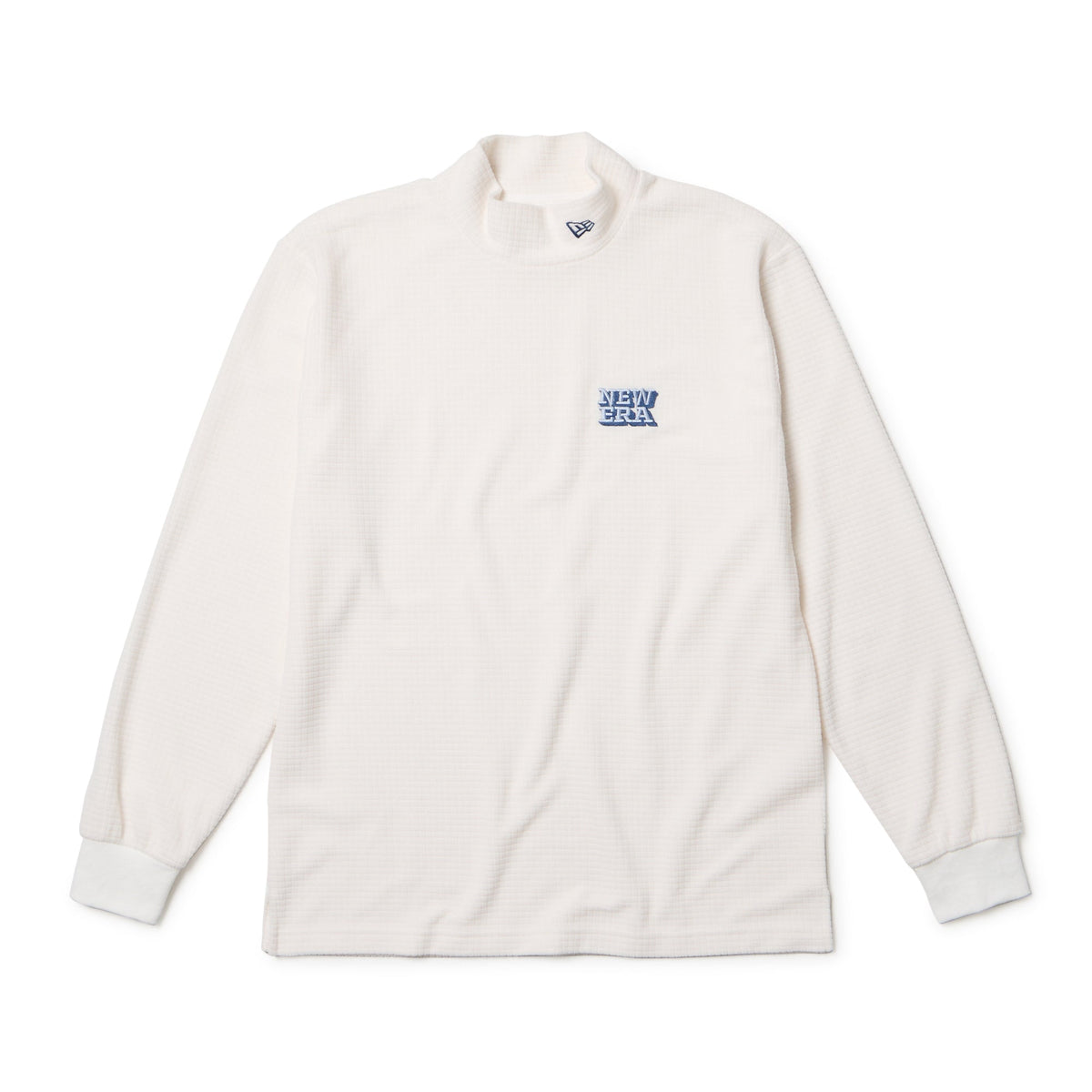 長袖 ハイネック グリッドフリース Tシャツ オフホワイト | ゴルフ 