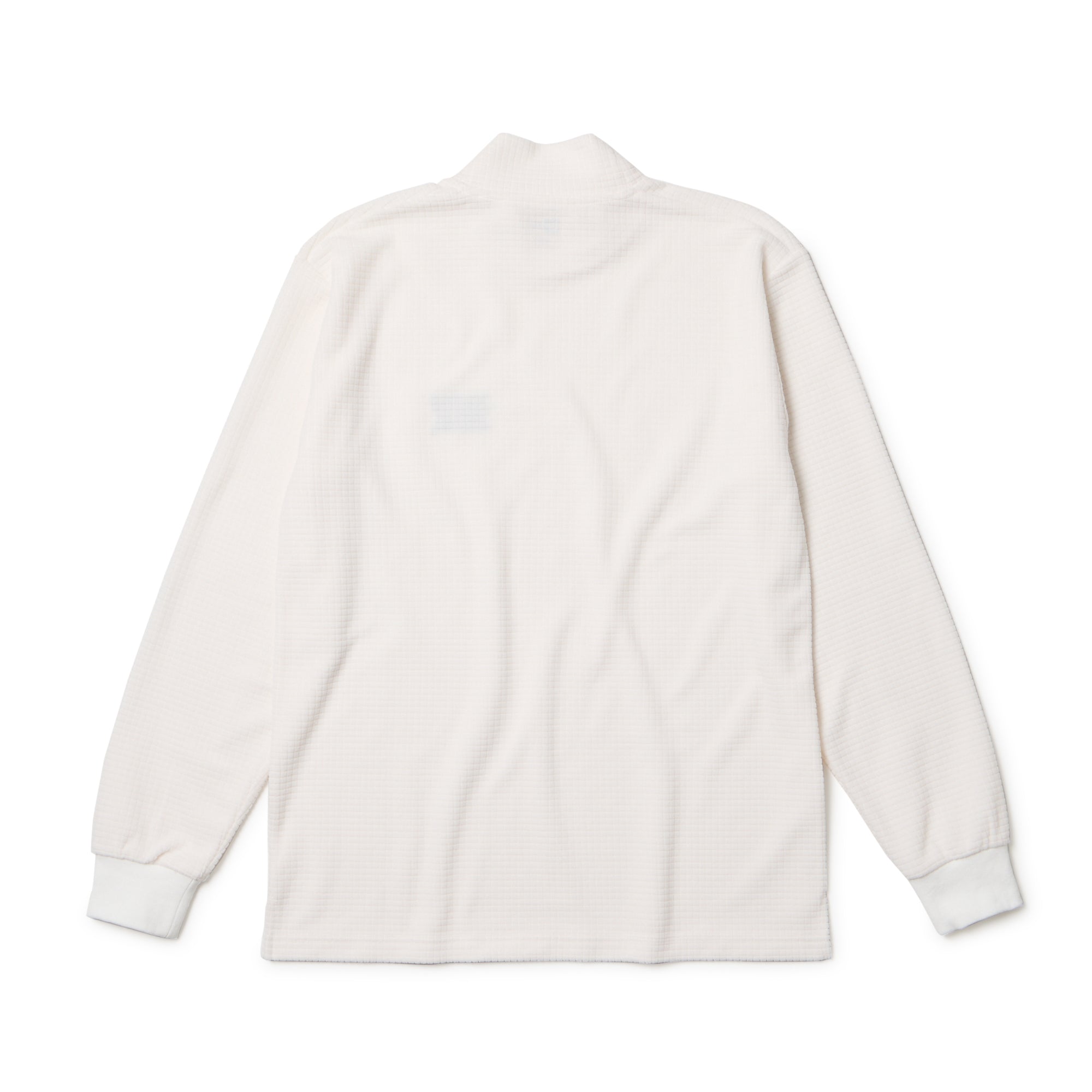 長袖 ハイネック グリッドフリース Tシャツ オフホワイト | ゴルフ