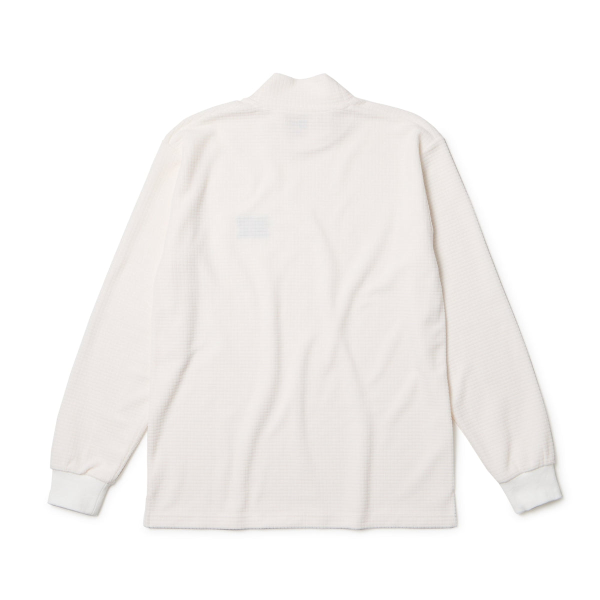 長袖 ハイネック グリッドフリース Tシャツ オフホワイト