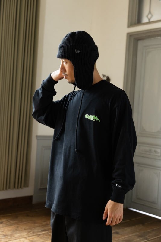 長袖 オーバーサイズド コットン Tシャツ Graffiti ブラック 