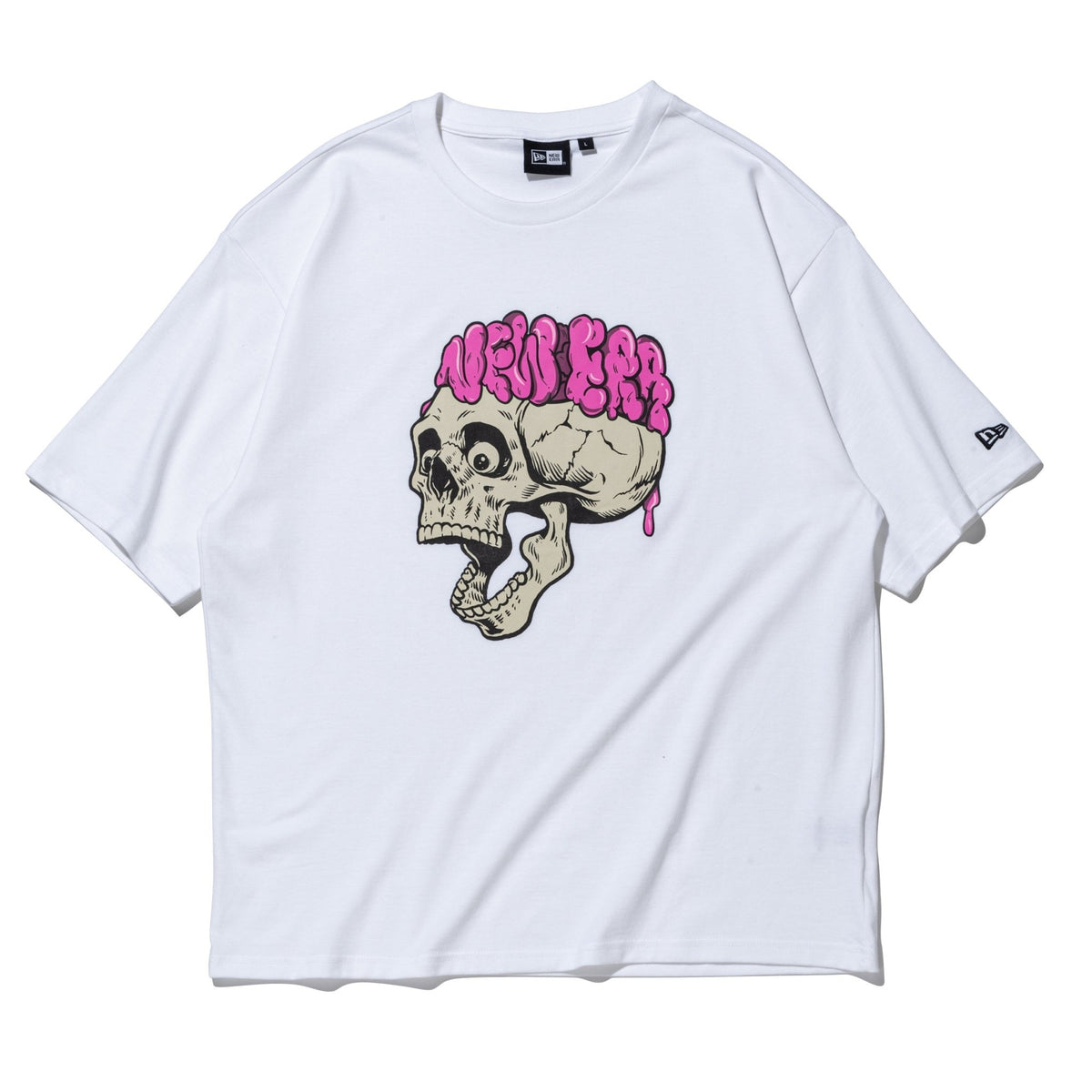 半袖 オーバーサイズド コットン Tシャツ Skull Halloween ホワイト