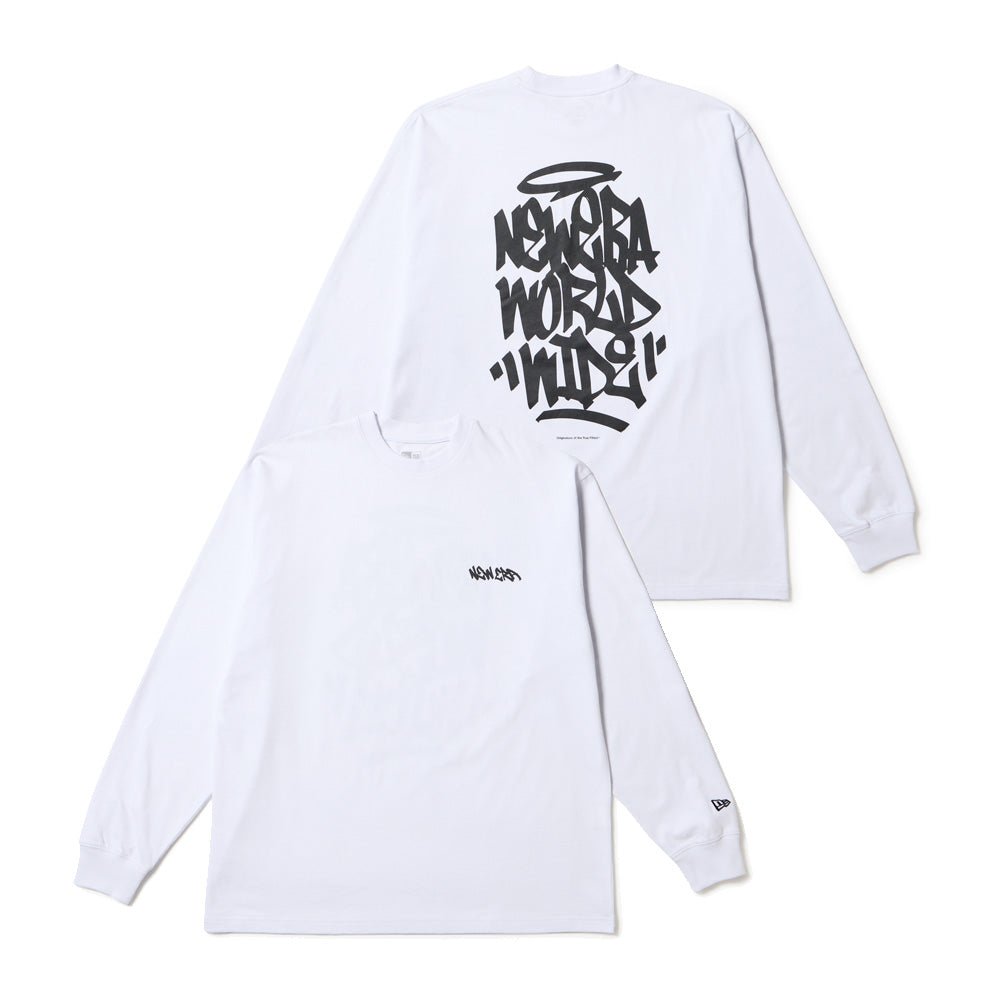 aeae プリント ホワイト 長袖Tシャツ 長袖 オーバーサイズド コットン Tシャツ Tagging ホワイト
