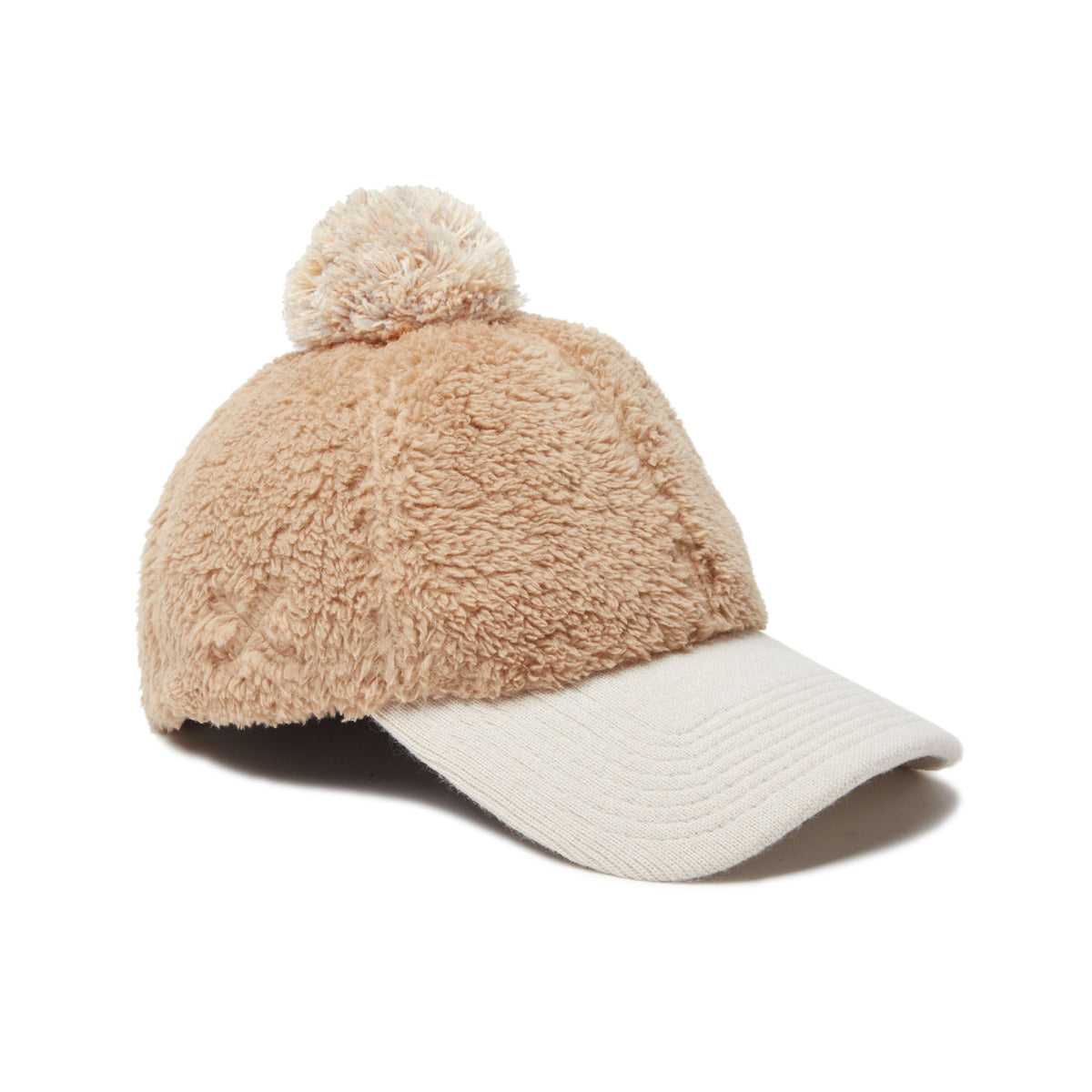 Women's 9THIRTY ポンポン ロングバイザー ミンクフリース キャメル