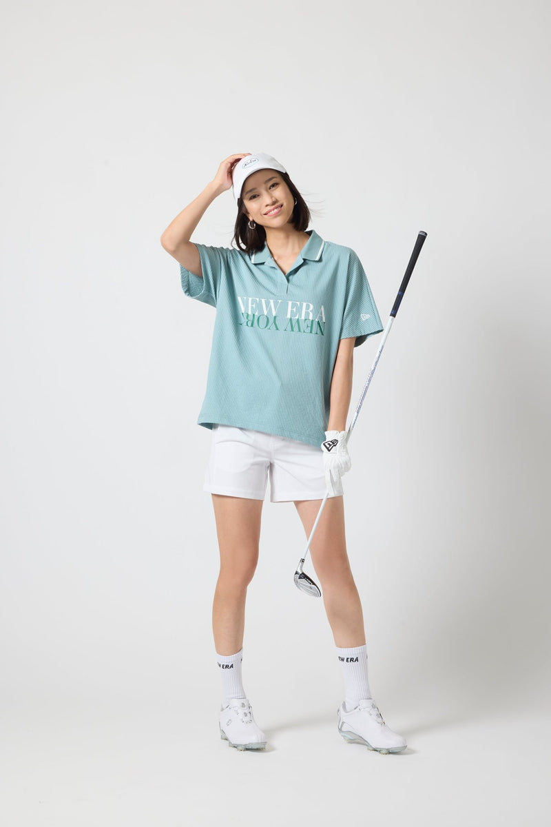 Women's 半袖 スキッパー ポロシャツ Seersucker ビーチキス