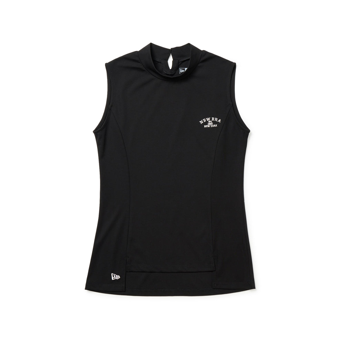 Women's ノースリーブ ミッドネック Tシャツ ブラック | ゴルフ