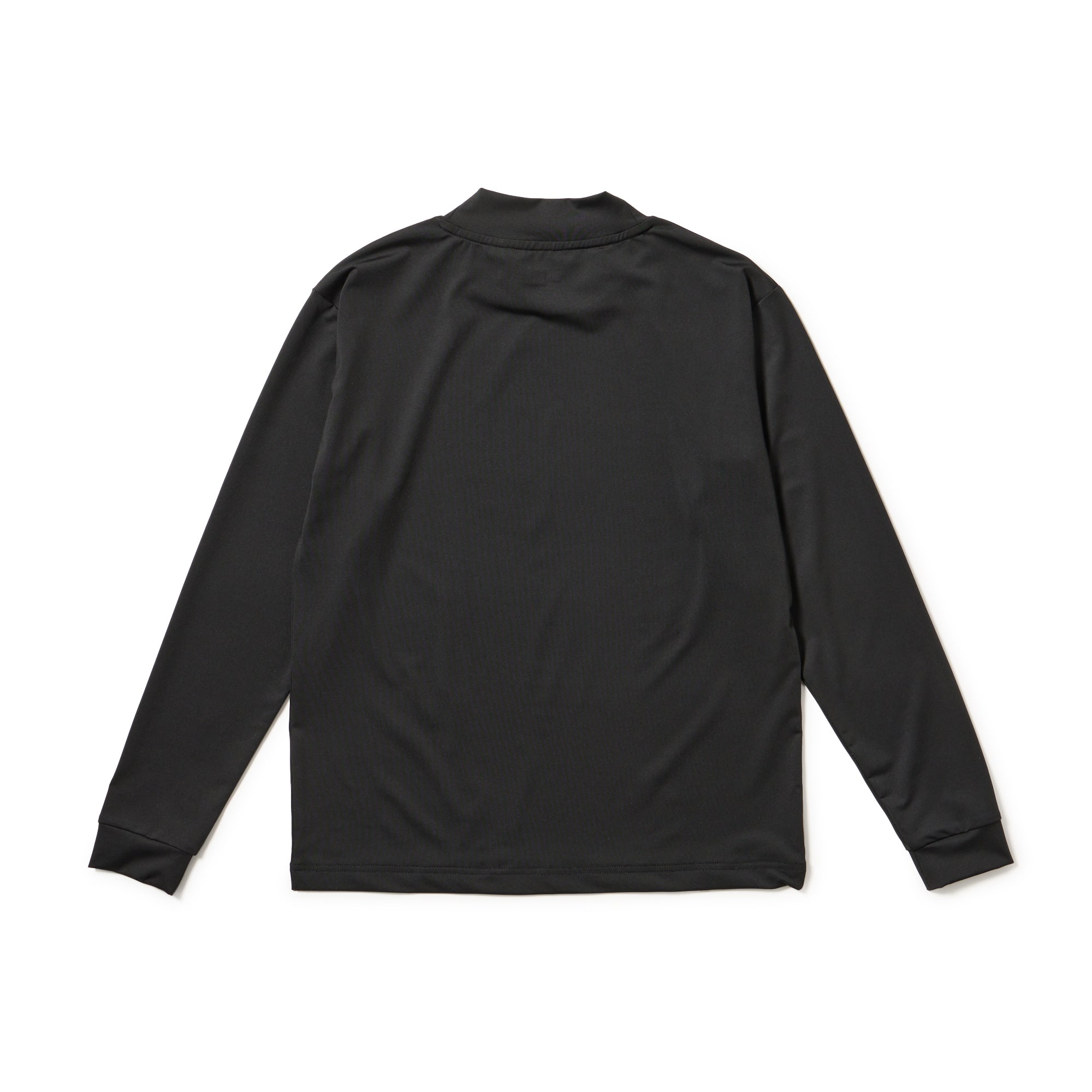 Women's 長袖 ミッドネック ニットジャージー Tシャツ ブラック