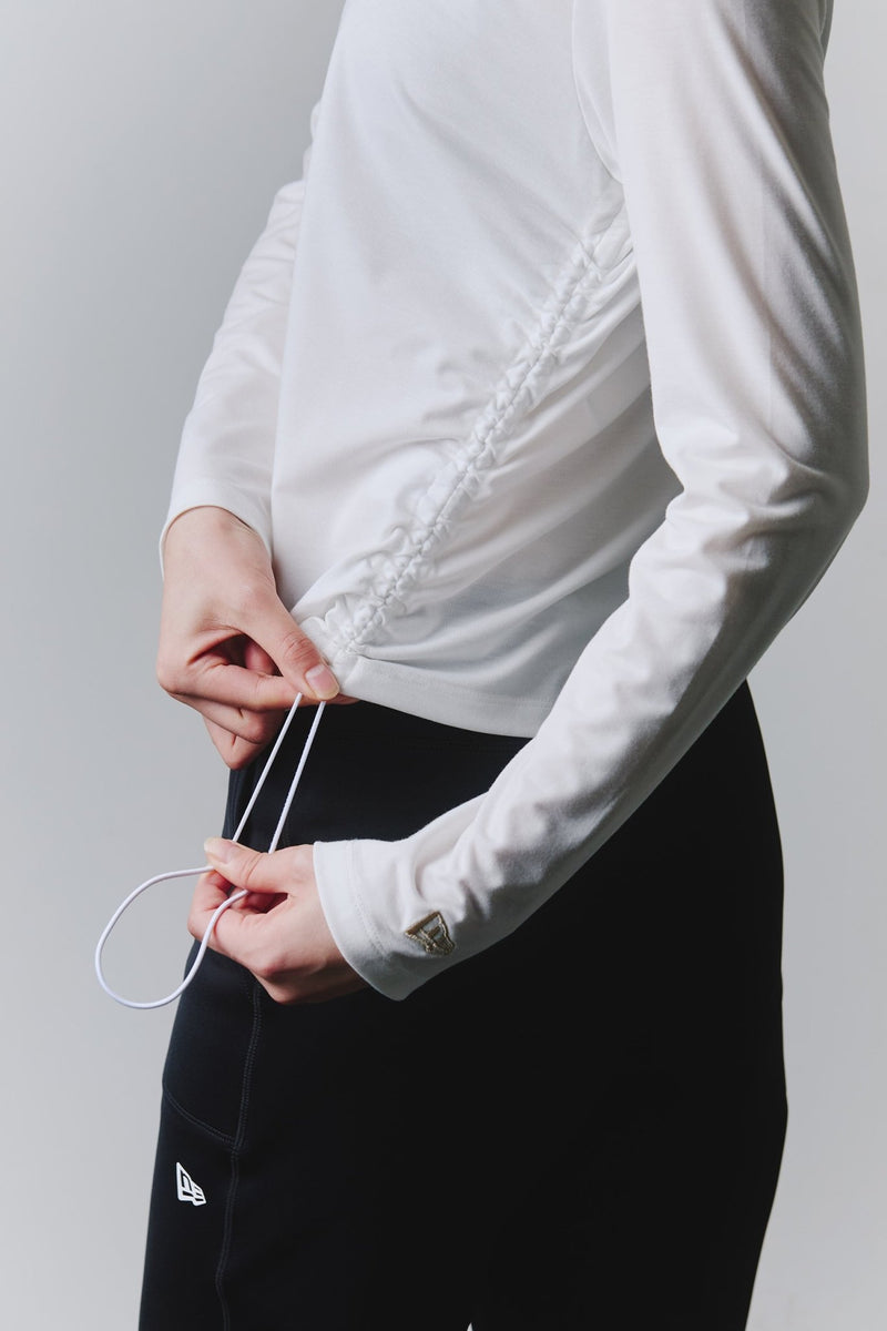 Women's 長袖 サイドストリング Tシャツ オフホワイト