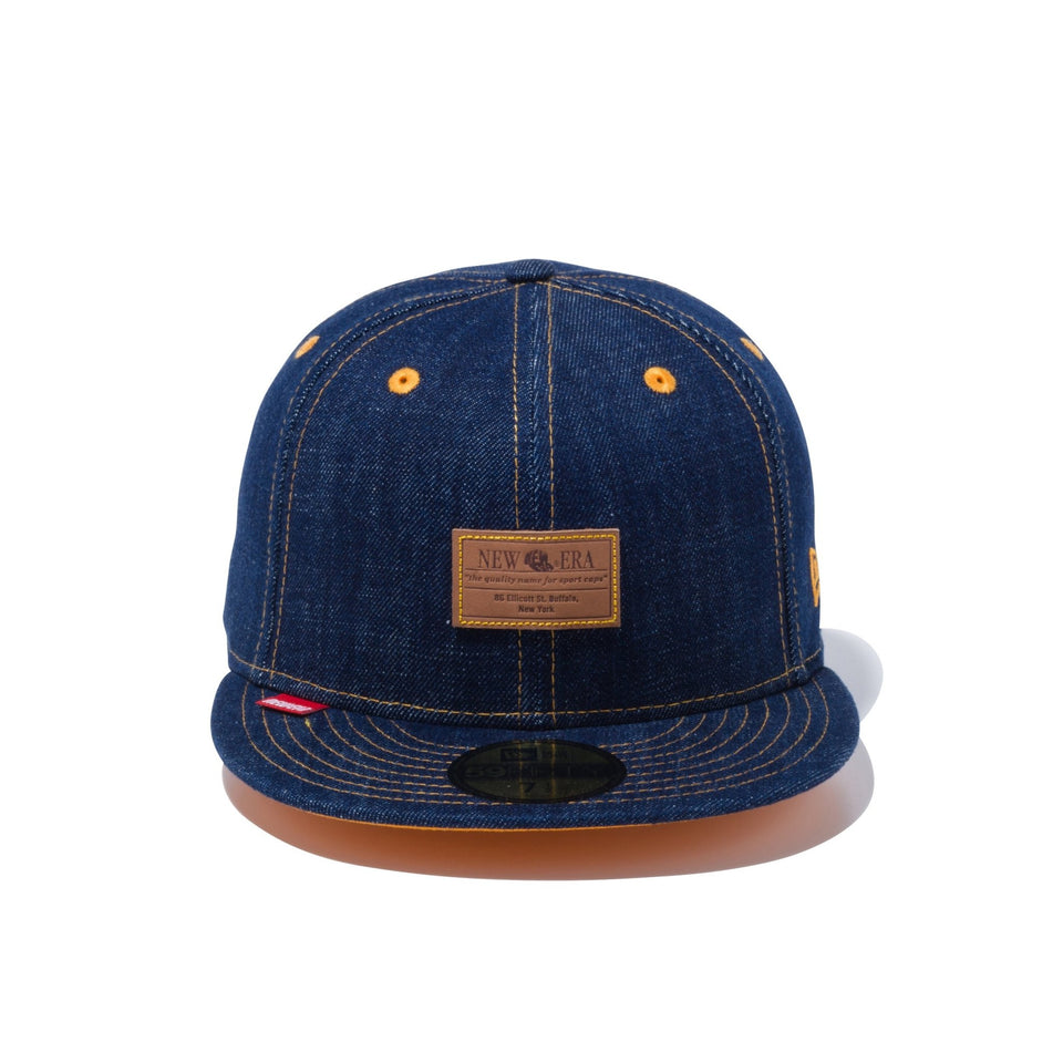 59FIFTY デニム レザーパッチ ゴールデンピーチアンダーバイザー - 12711508-700 | NEW ERA ニューエラ公式オンラインストア
