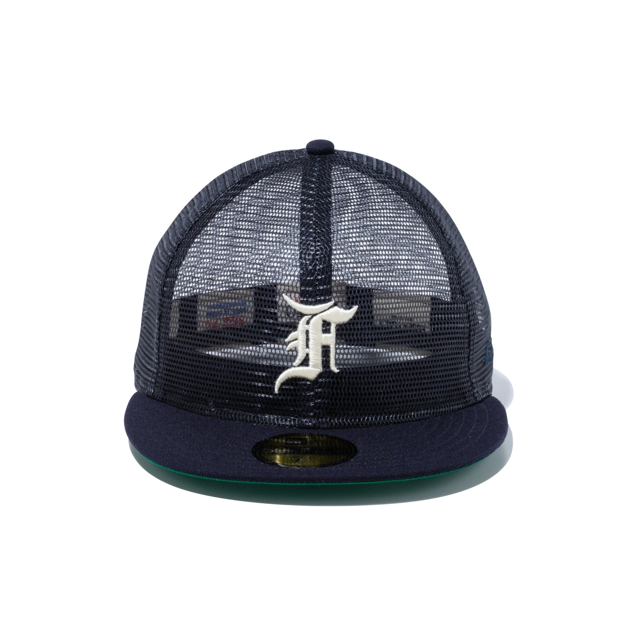 59FIFTY トラッカー FEAR OF GOD ESSENTIALS Fロゴ ネイビー グリーン 59FIFTY トラッカー FEAR OF GOD ESSENTIALS Fロゴ ネイビー グリーン
