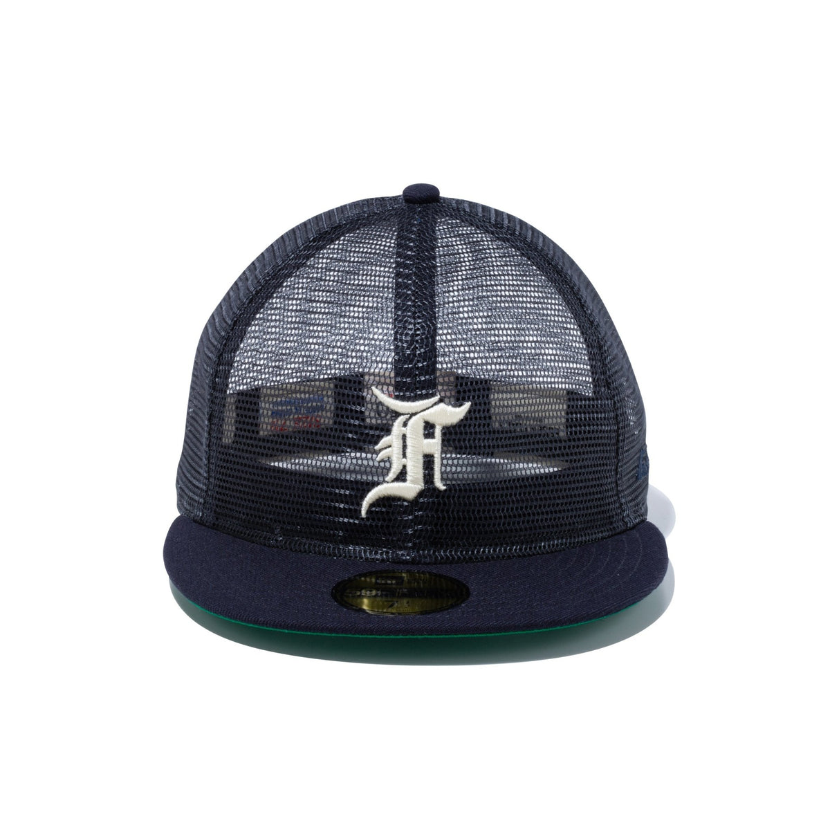 59FIFTY トラッカー FEAR OF GOD ESSENTIALS Fロゴ ネイビー グリーン 