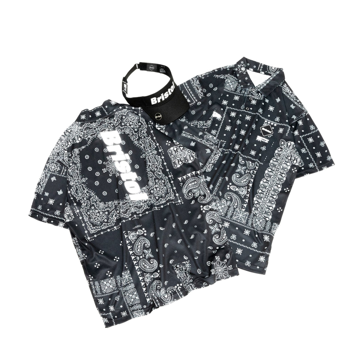 半袖 テック ポロシャツ F.C.Real Bristol ペイズリー ブラック 